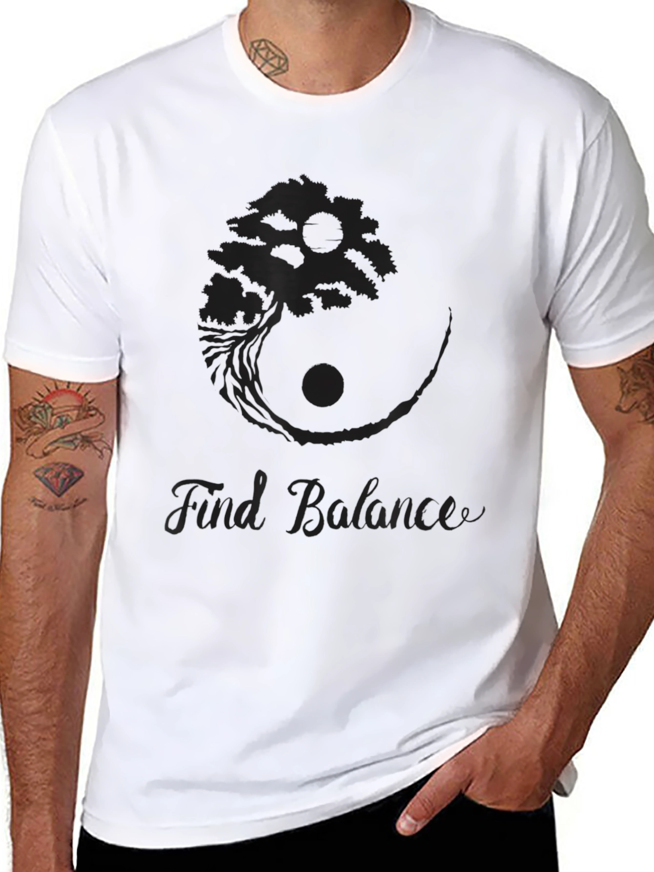 Black Balance Bonsai Tree Graphic T-Shirt view 8
