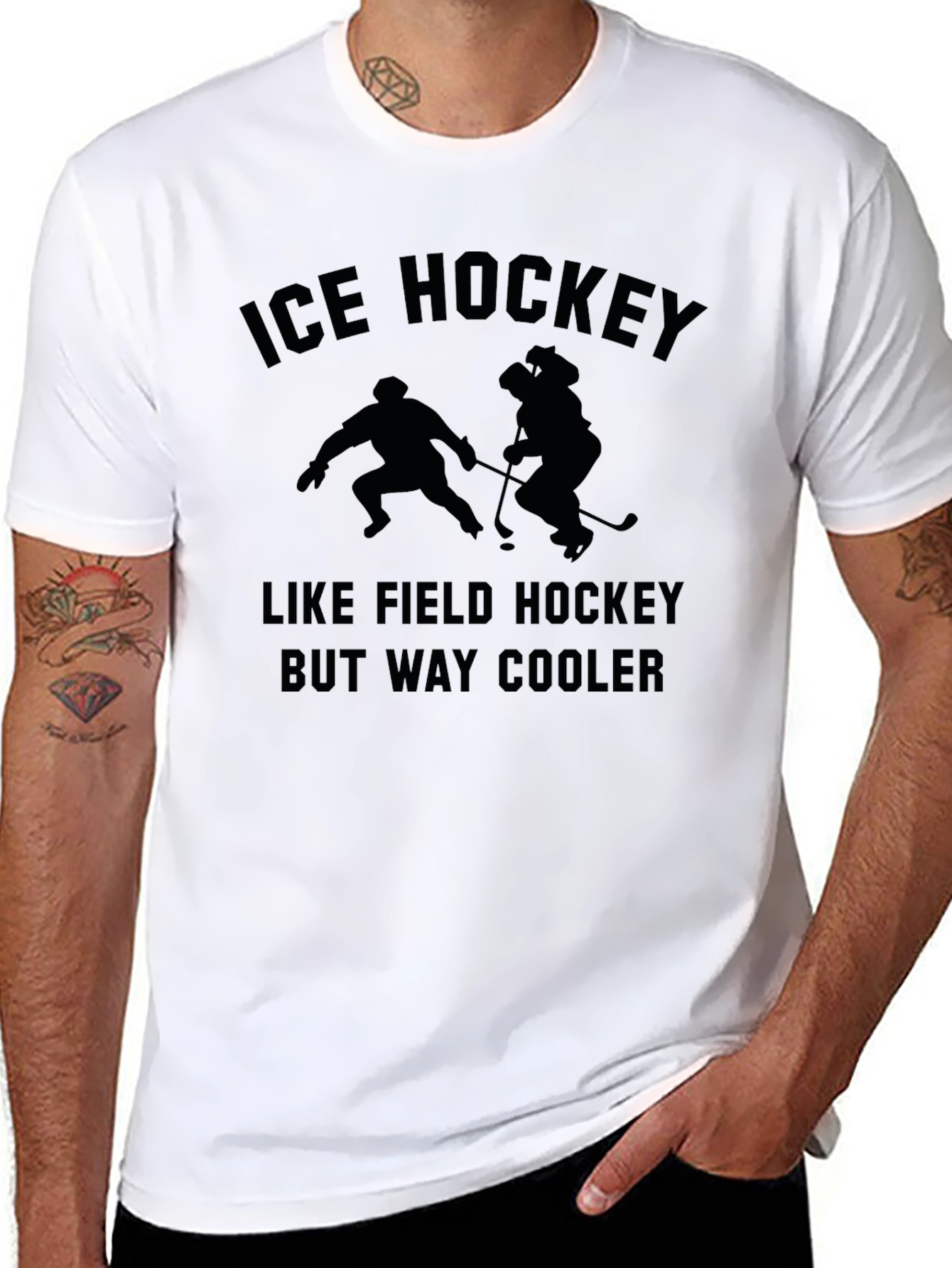 Black Ice Hockey Tee - Funny Sports Graphic T-Shirt view 8