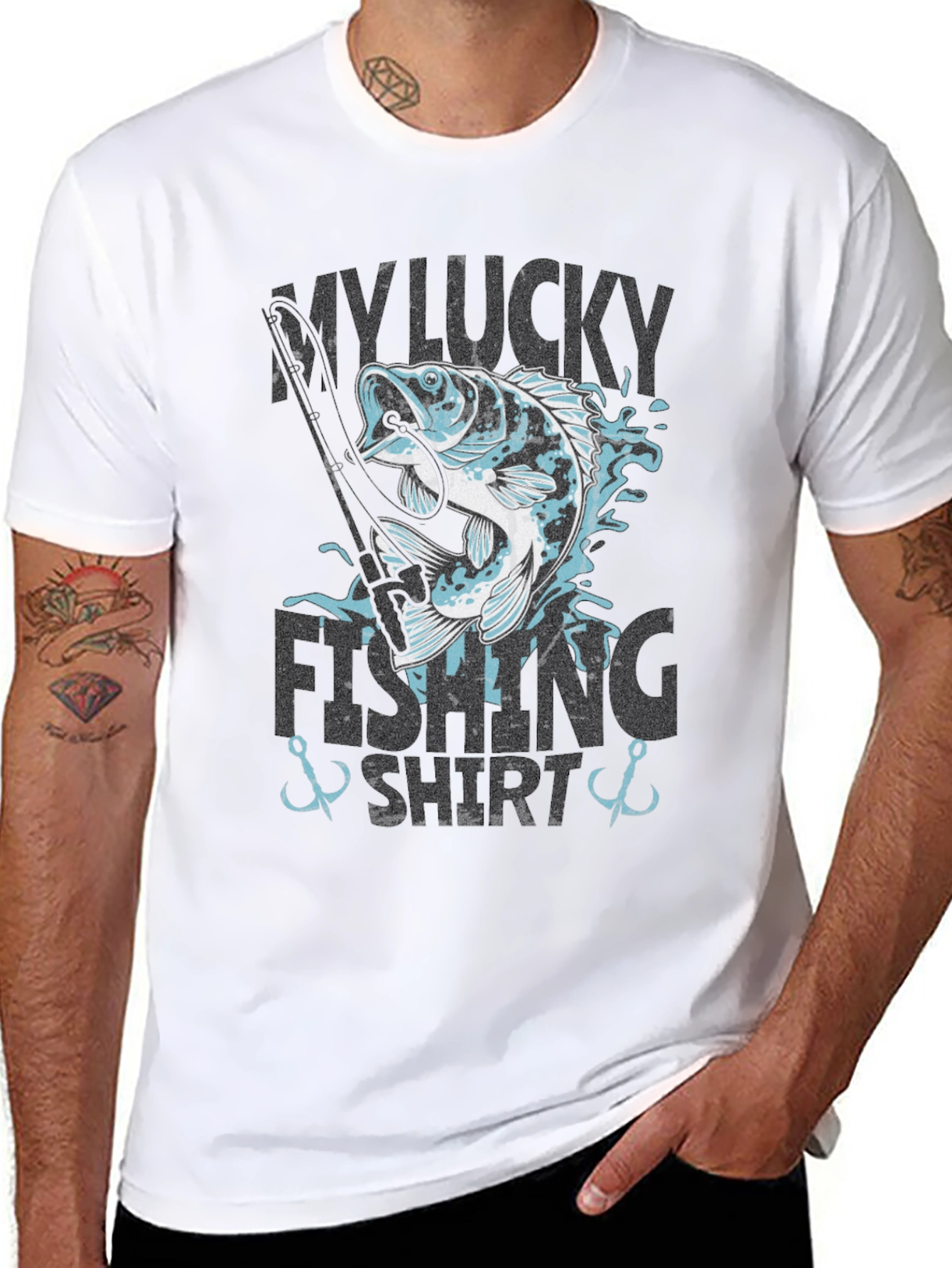 Black My Lucky Fishing Shirt - Graphic Tee for Anglers view 8