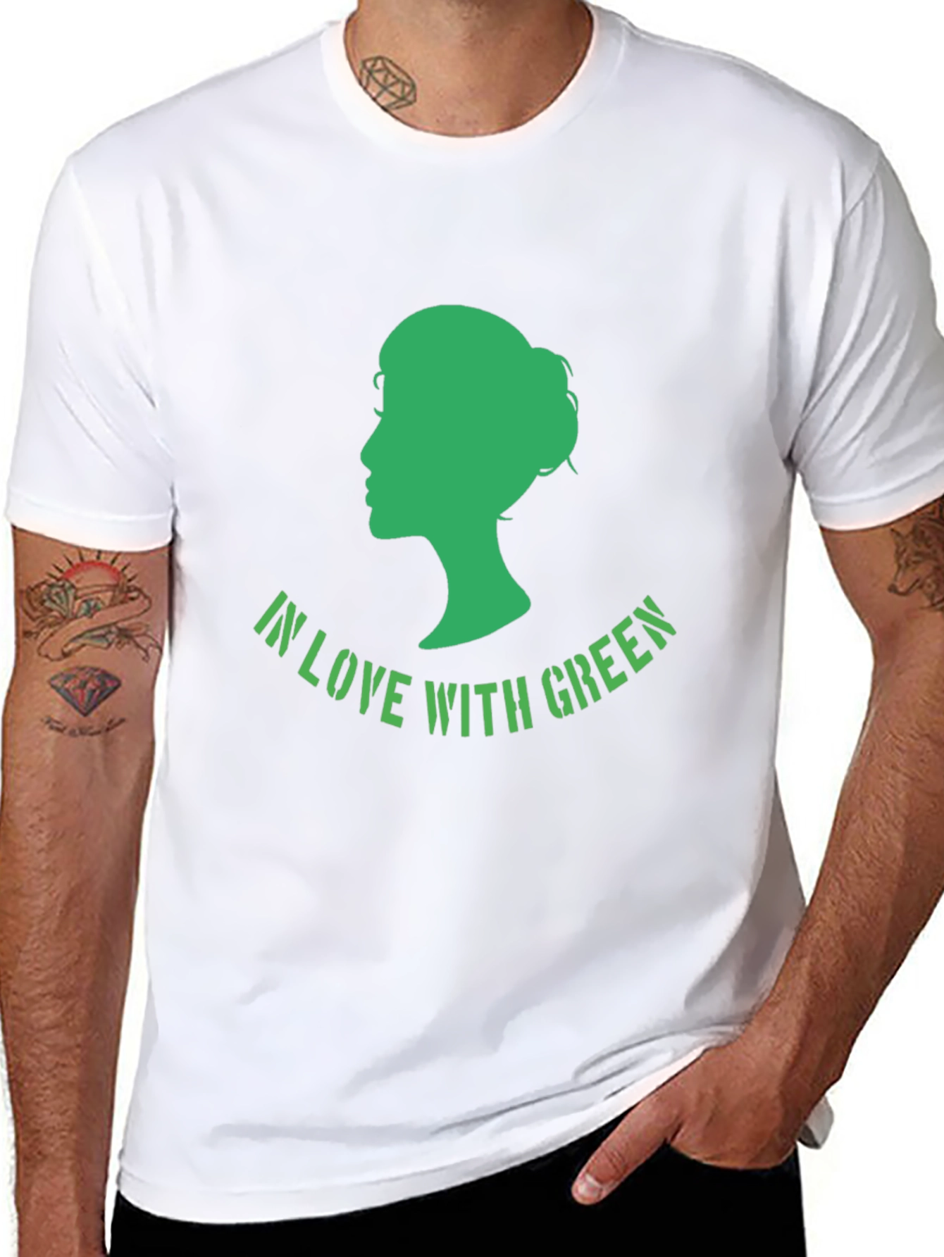 Black In Love with Green Graphic T-Shirt view 8