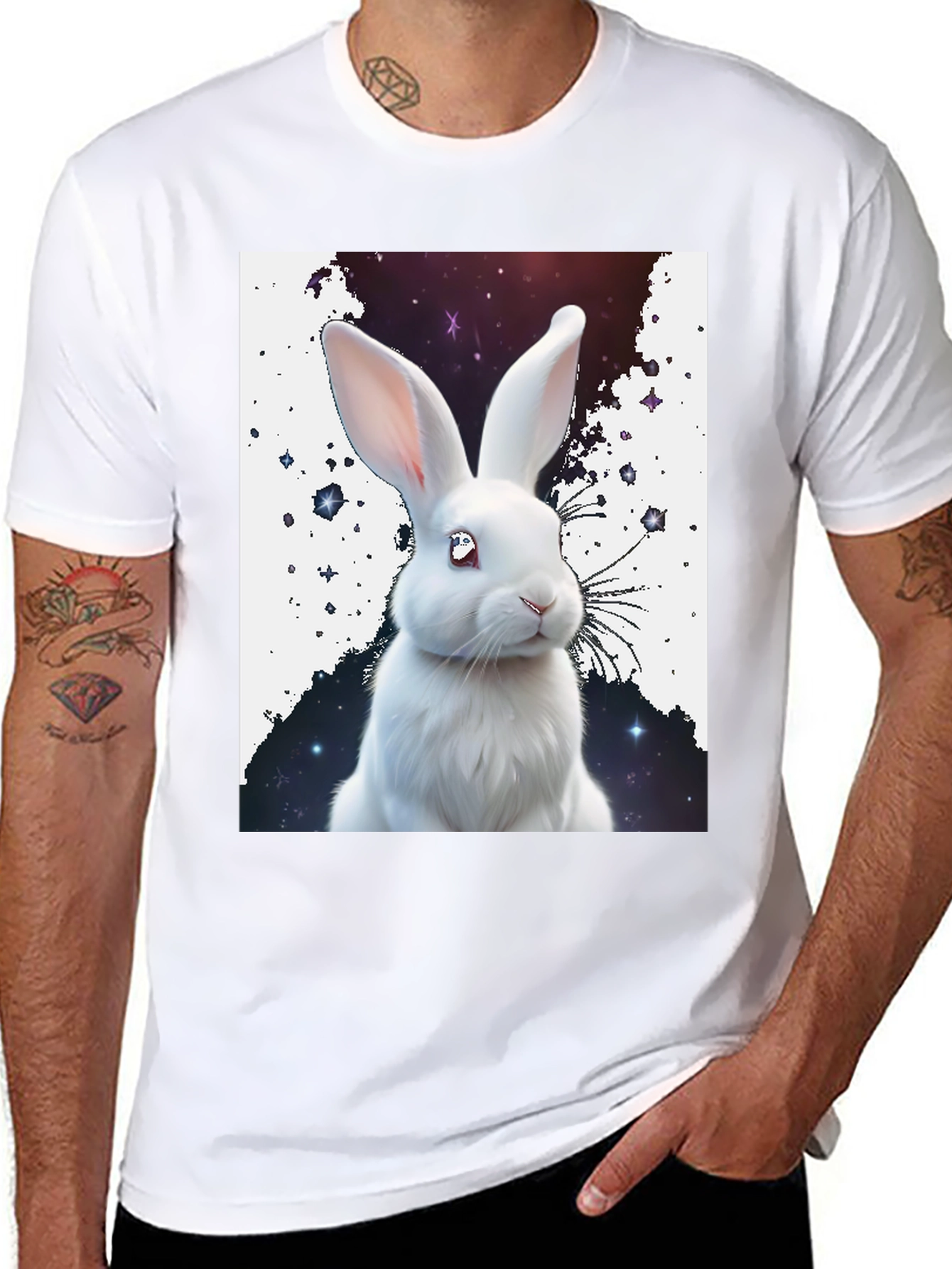 Black Cosmic Bunny T-Shirt - Unique Galaxy Rabbit Design view 8