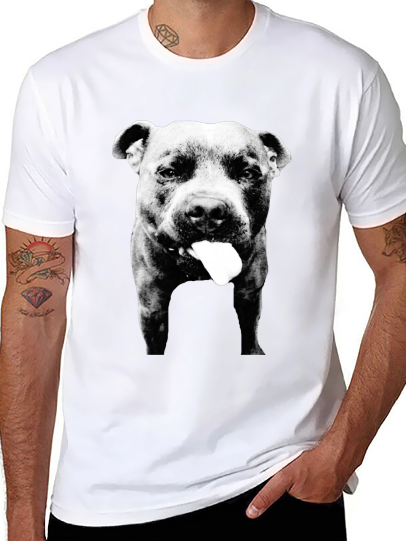 Black Pitbull Tongue Out Graphic Tee view 8