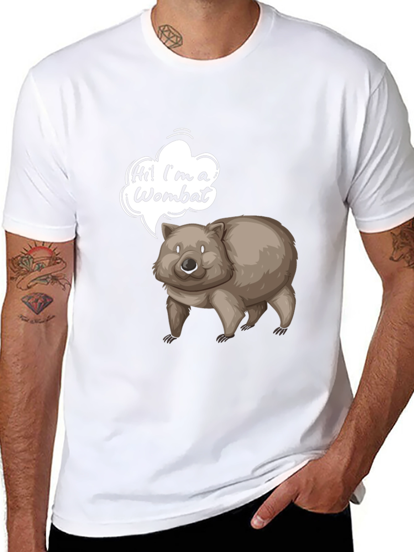 Black Wombat T-Shirt - Cartoon Animal Graphic Tee view 8