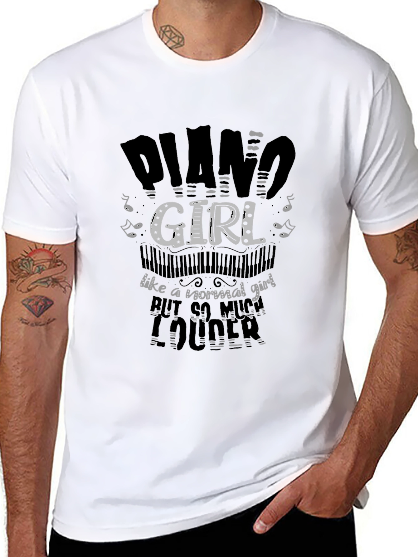 Black Piano Girl T-Shirt - Musical Humor Tee view 8