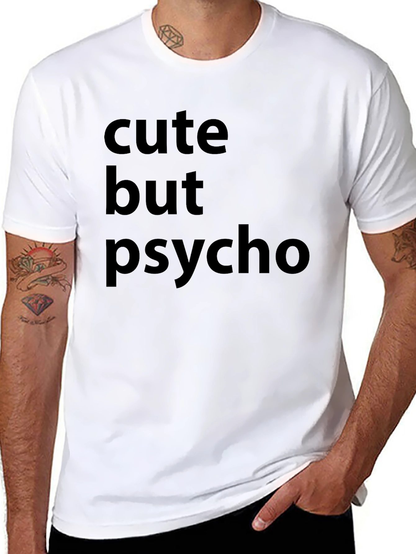 Black Cute But Psycho Black Graphic T-Shirt view 8