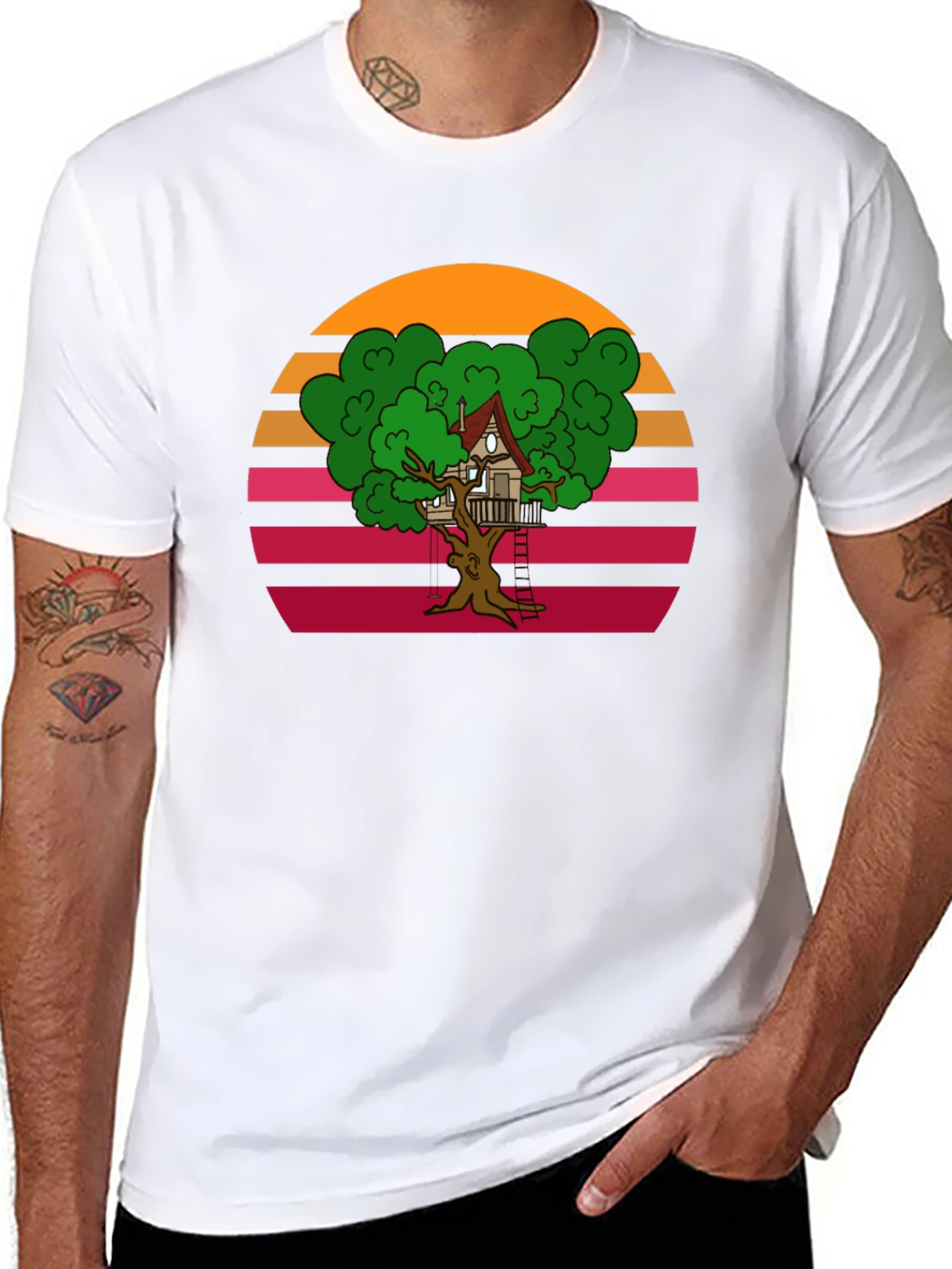 Black Retro Treehouse Graphic Tee view 8