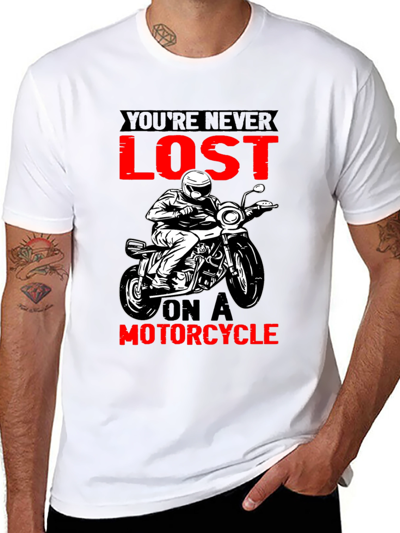 Black Motorcycle T-Shirt - You're Never Lost Design view 8