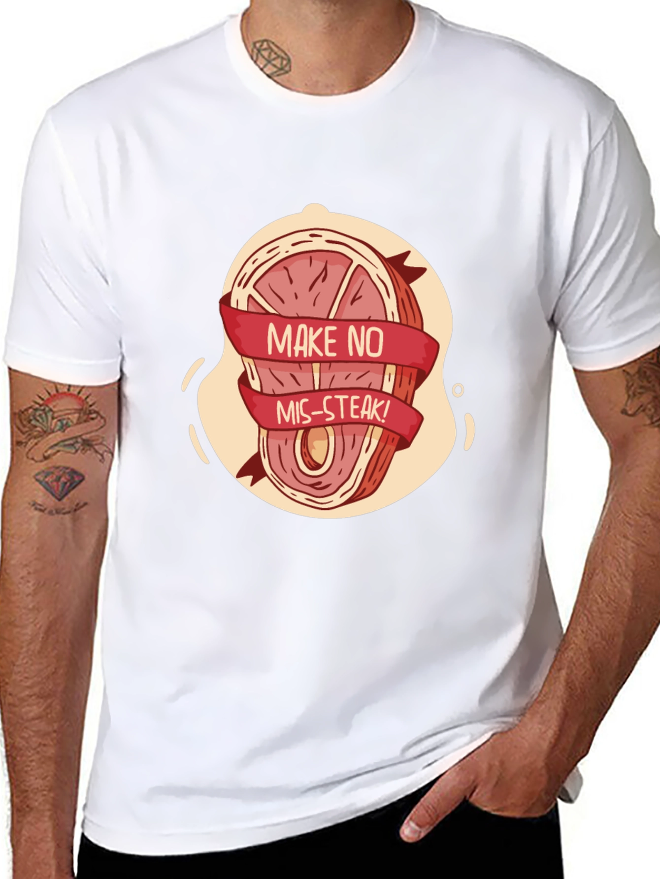 Black Humorous "Make No Mis-Steak" Graphic Tee view 8