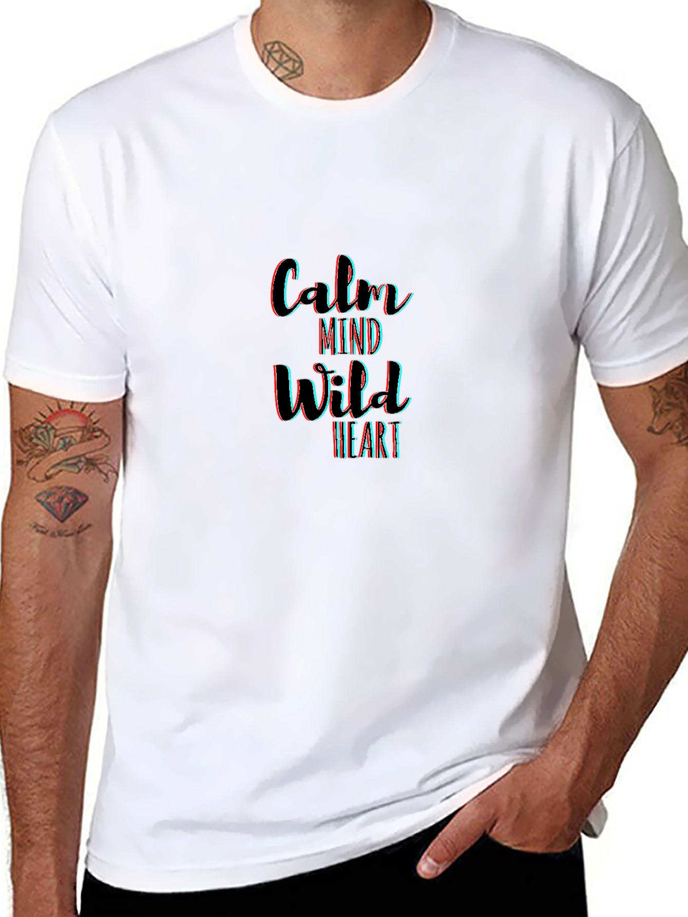 Black Calm Mind Wild Heart Graphic Tee - Black Cotton T-Shirt view 8
