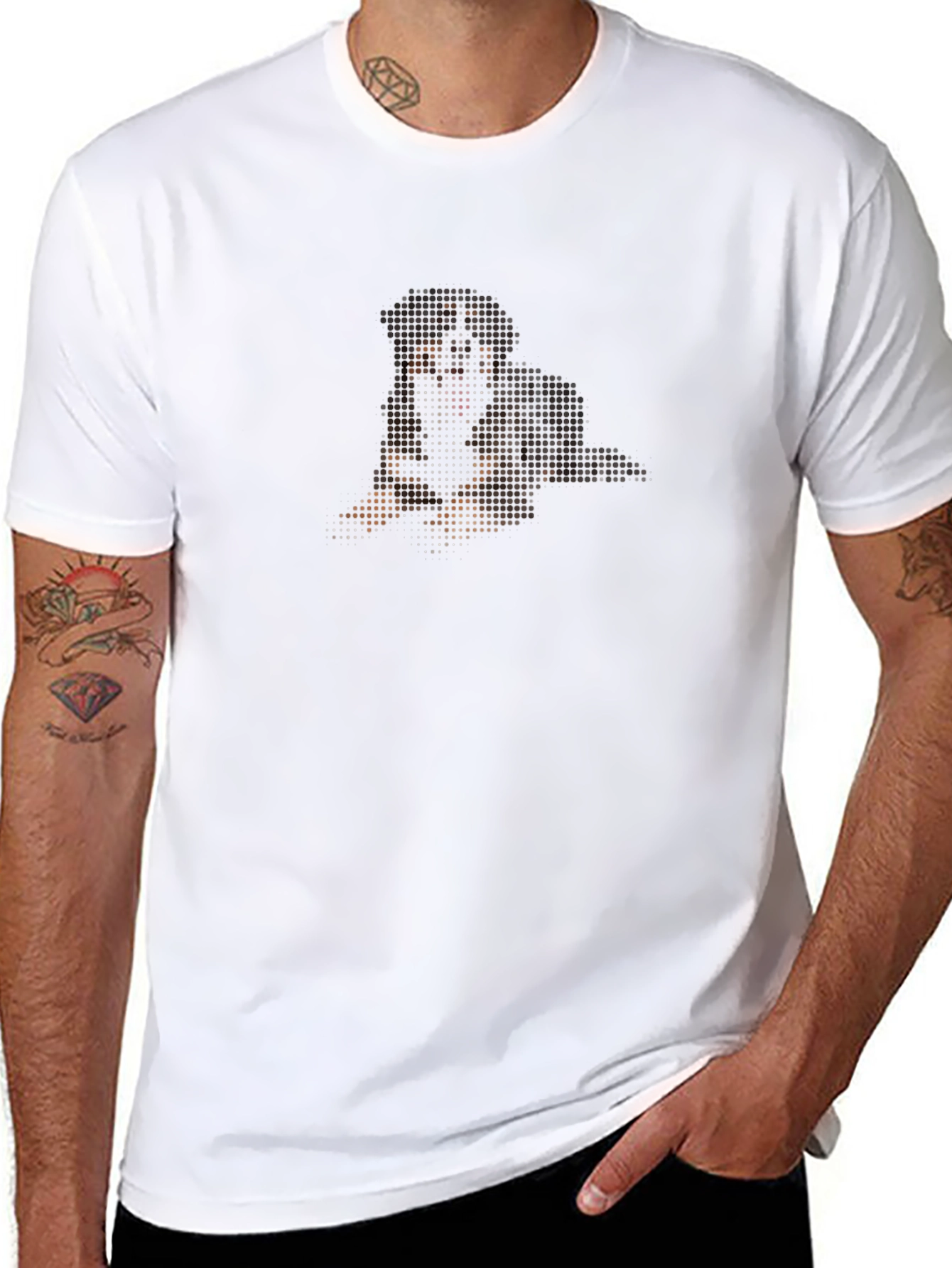 Black Pixelated Dog Graphic T-Shirt - Black view 8