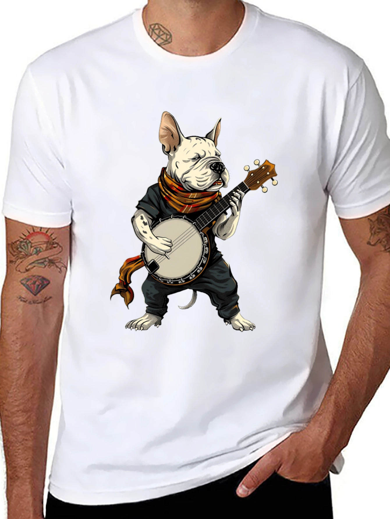Black Dog Playing Banjo Graphic T-Shirt view 8