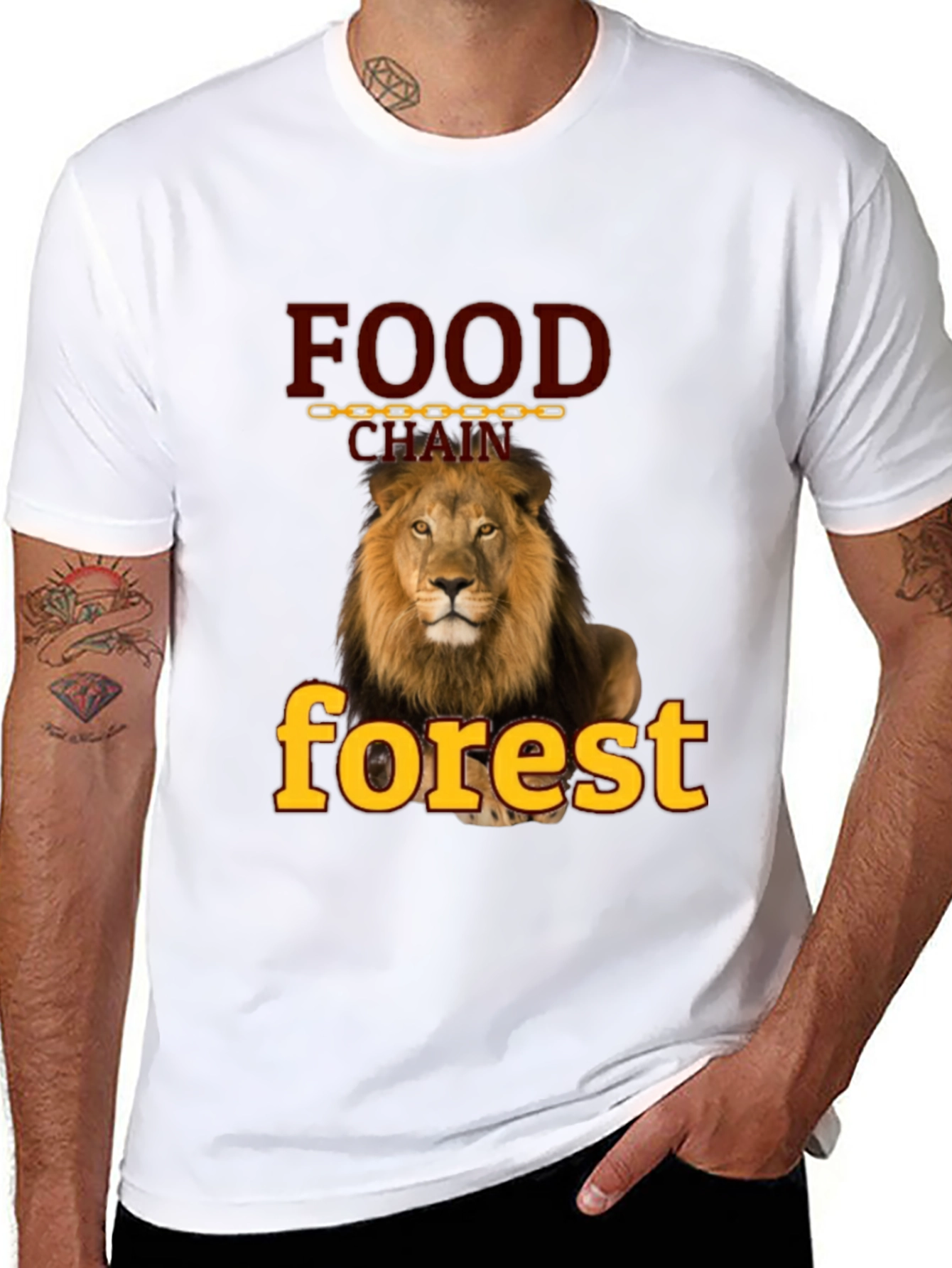 Black Food Chain Forest Lion Graphic T-Shirt view 8