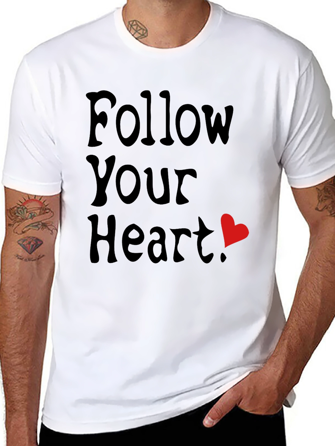 Black Follow Your Heart T-Shirt - Black Casual Tee view 8