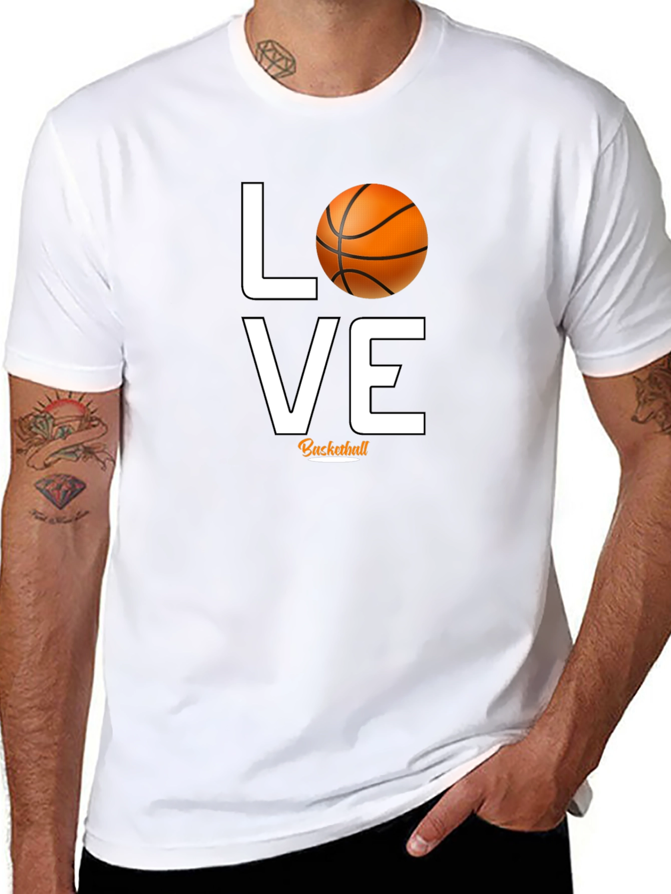 Black Love Basketball Graphic Tee - Black Cotton T-Shirt view 8