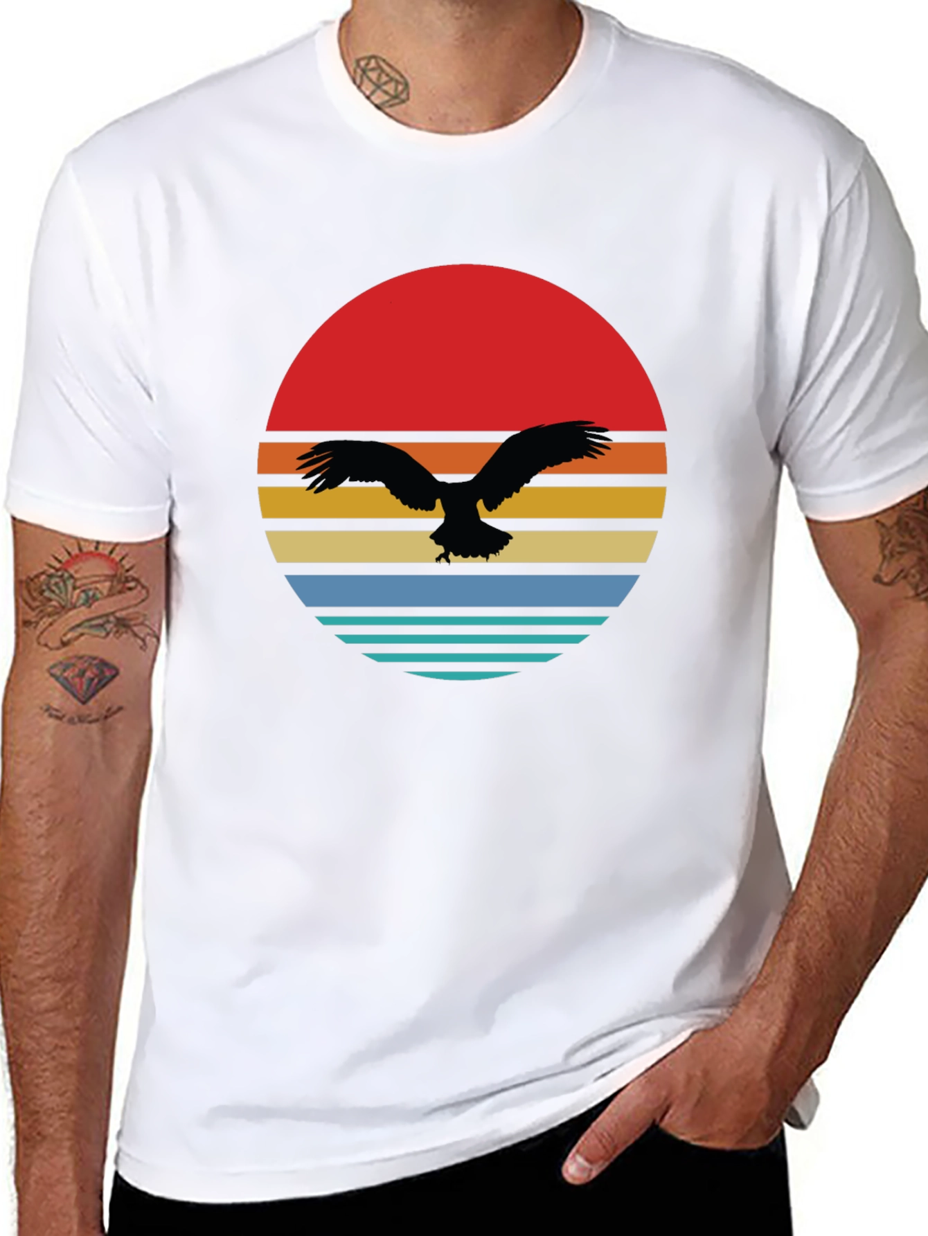 Retro Eagle Sunset Graphic Tee - 8