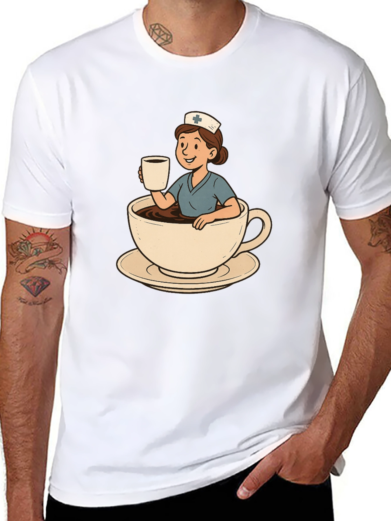 Black Nurse Coffee Cup Graphic Tee view 8