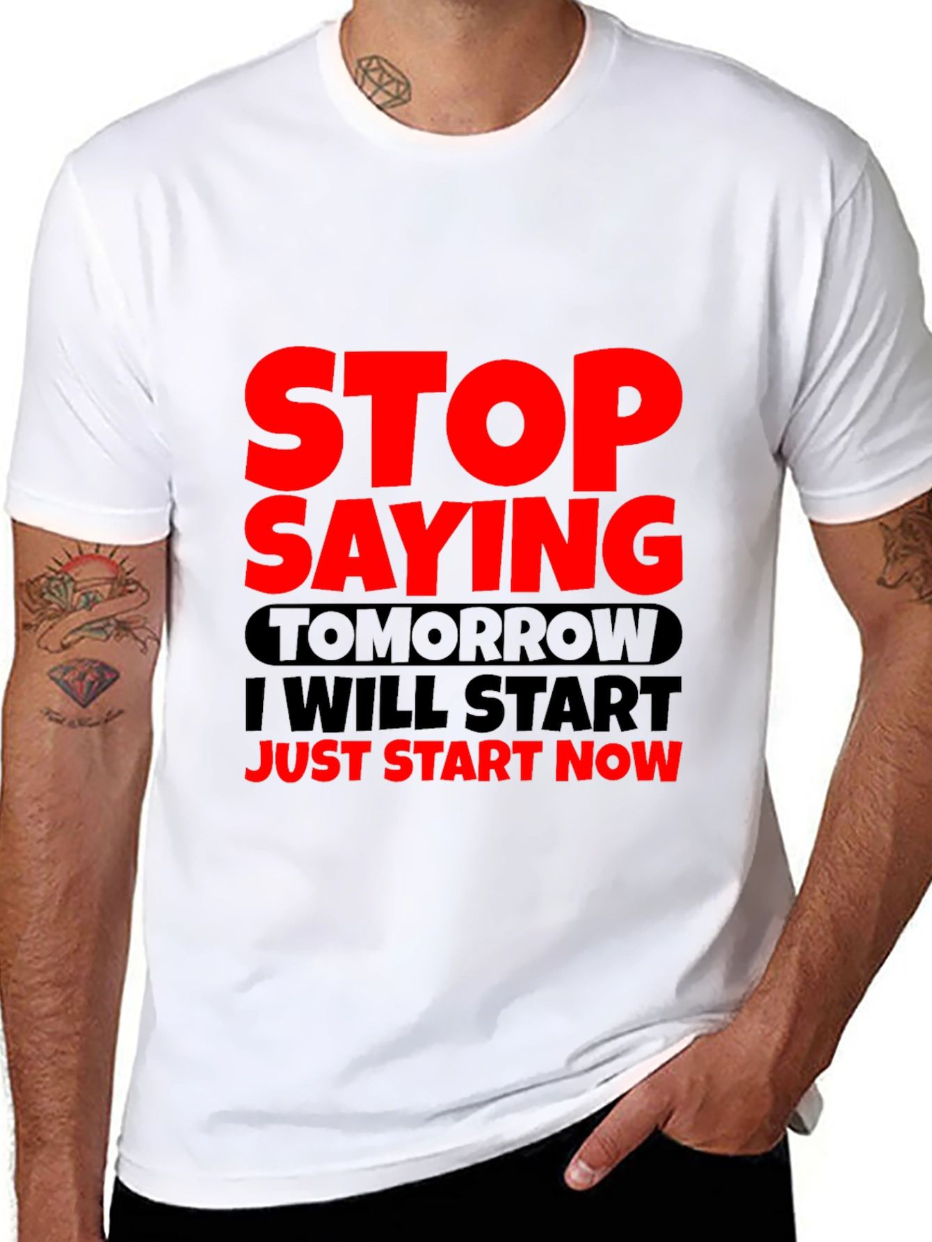 Black Motivational Graphic Tee - Stop Saying Tomorrow view 8