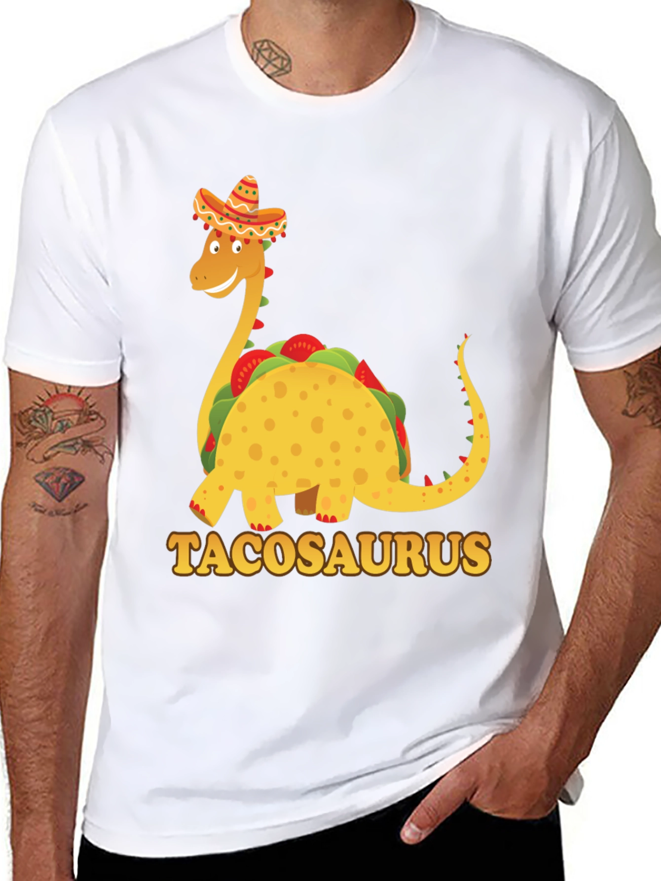 Black Tacosaurus Funny Dinosaur Taco Lover Graphic Tee view 8