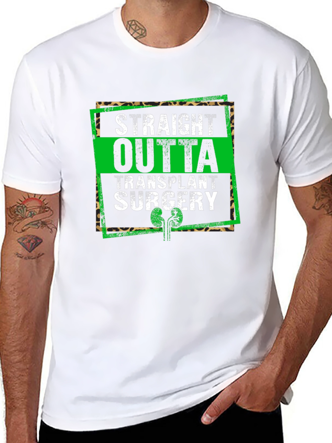Black Straight Outta Transplant Surgery Graphic Tee view 8
