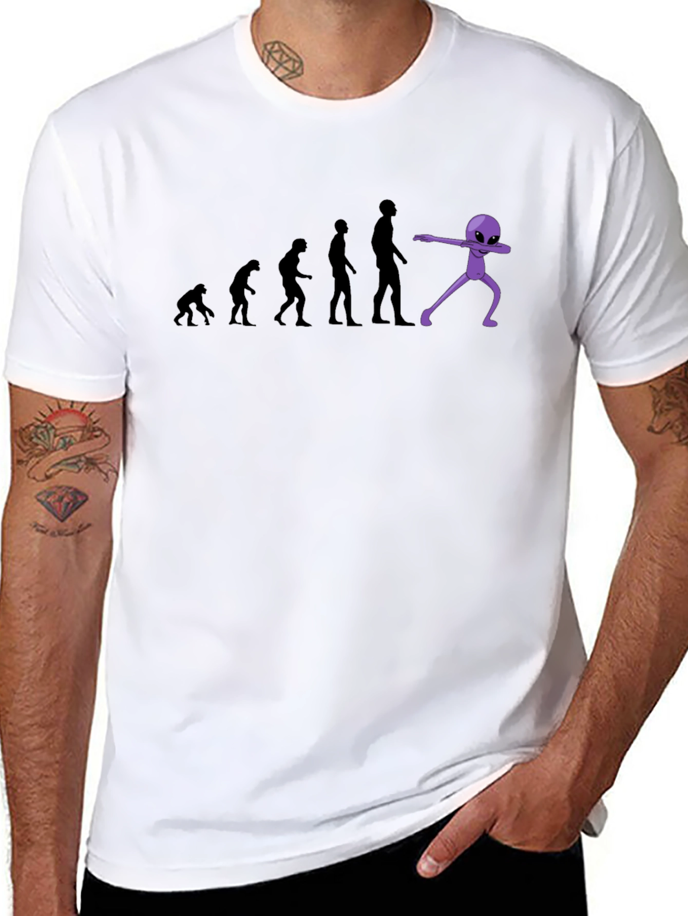 Black Evolution to Alien Dab Funny Graphic T-Shirt view 8