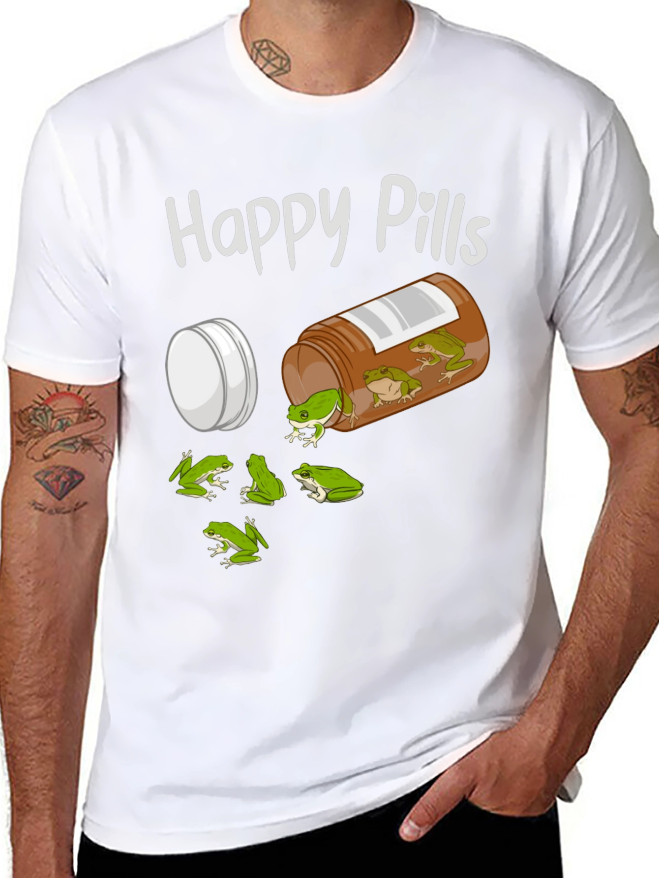 Black Happy Pills Frog T-Shirt view 8