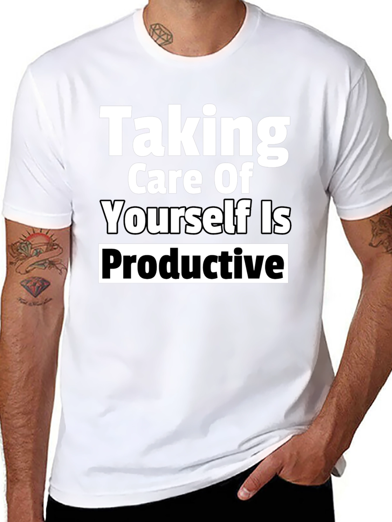 Black Taking Care of Yourself Is Productive Tee view 8