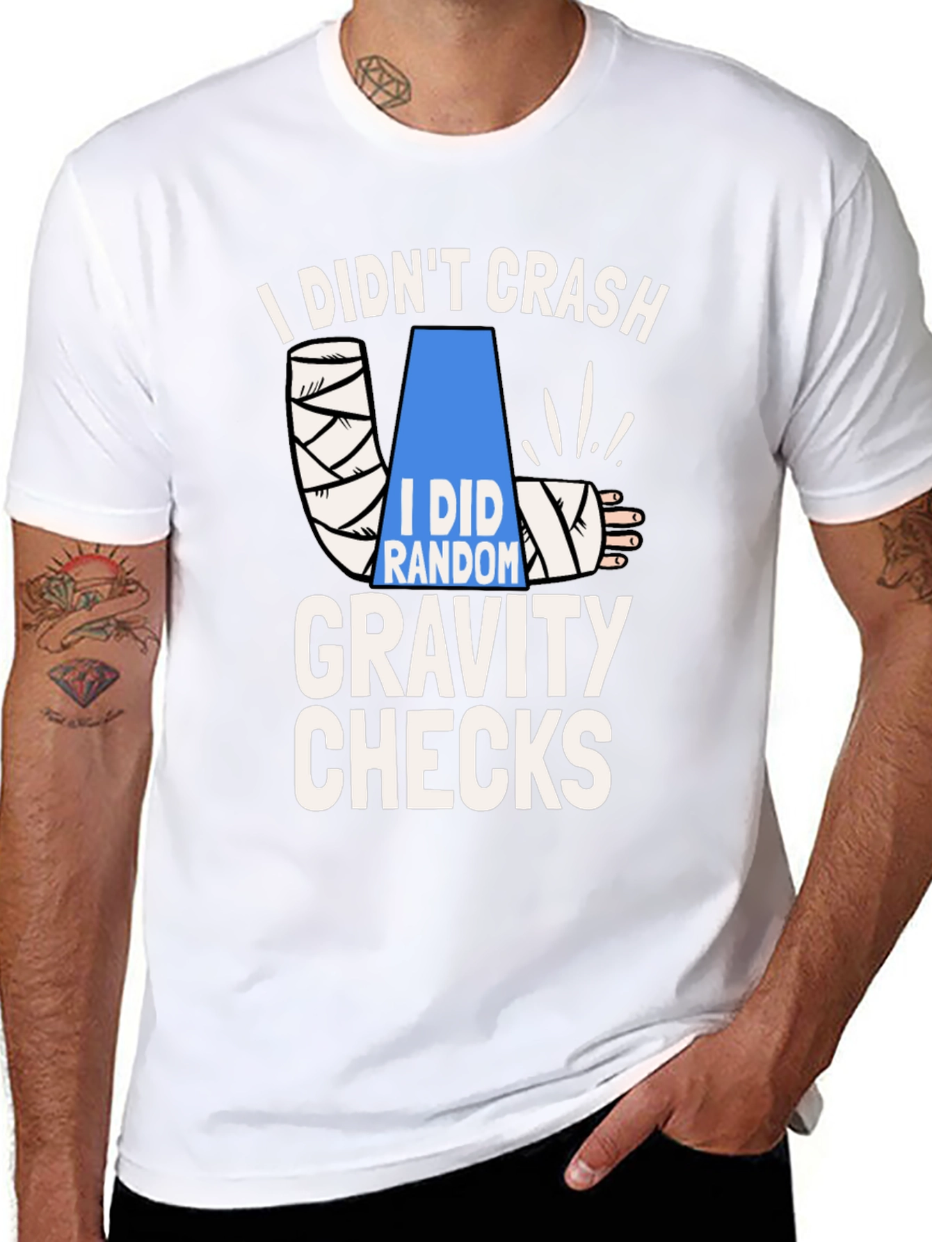 Black I Didn't Crash Gravity Checks Funny T-Shirt view 8