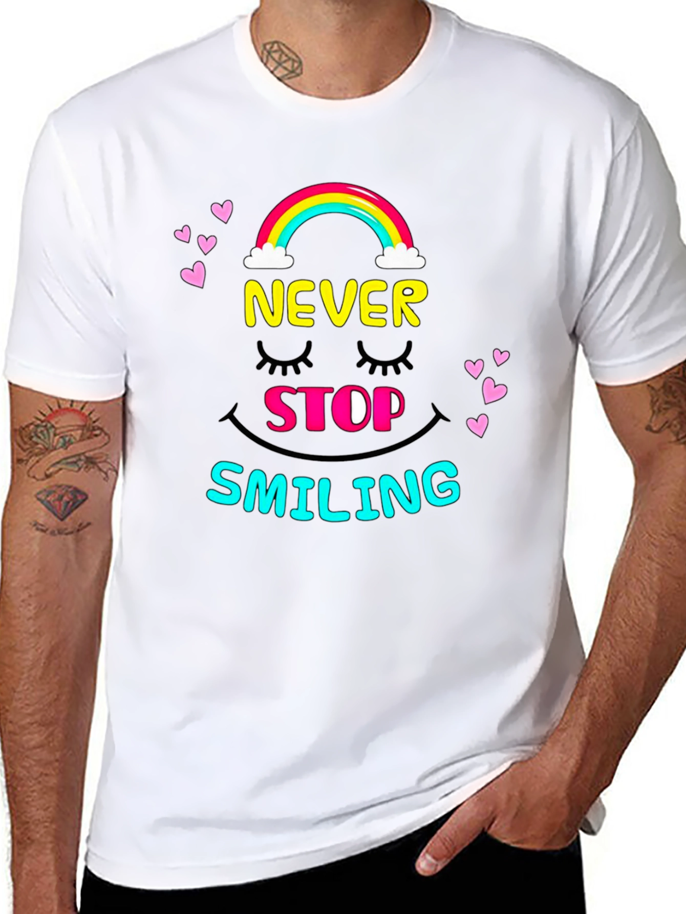Black Never Stop Smiling Graphic Tee - Black view 8
