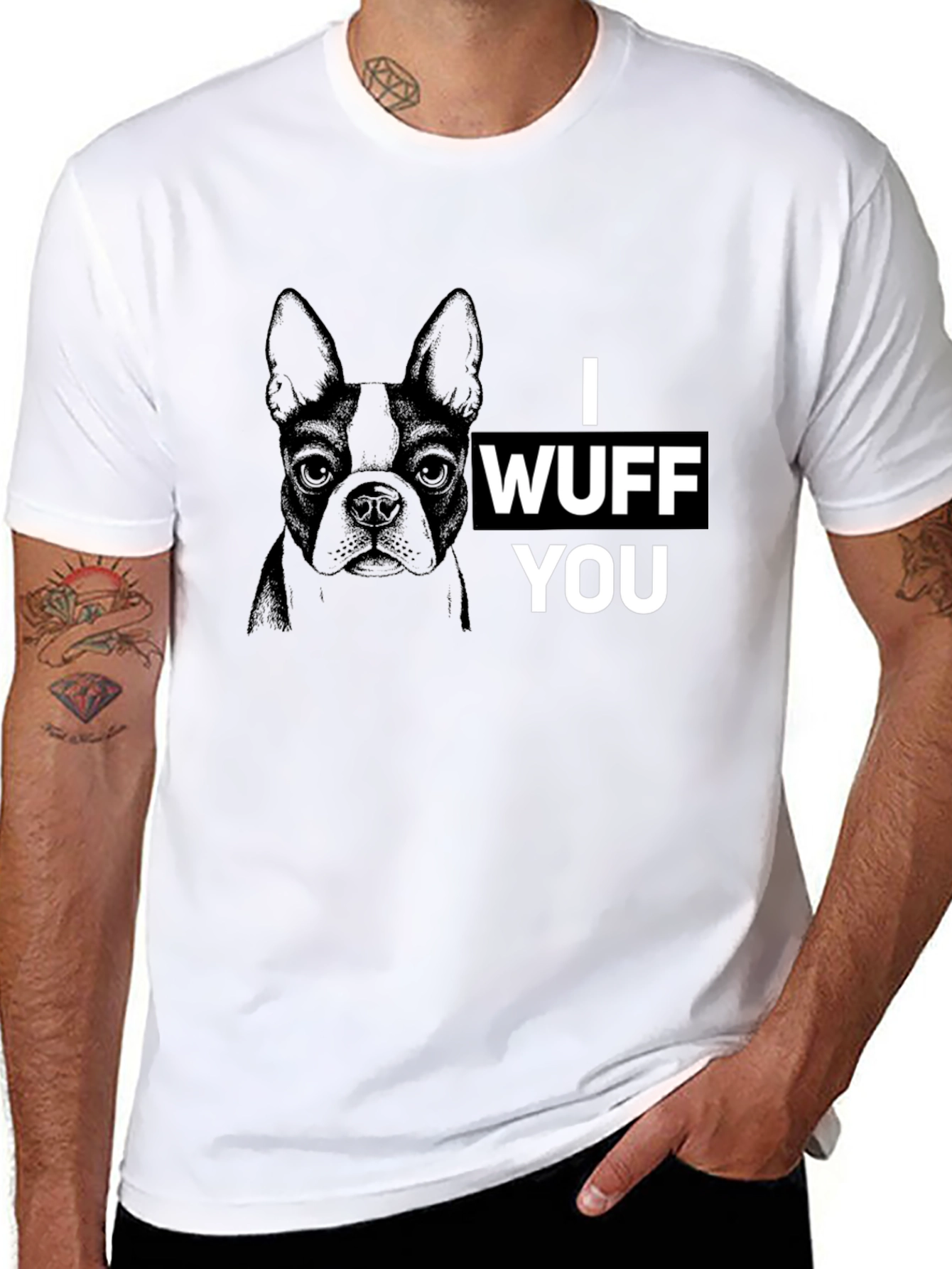 Black I Wuff You Graphic Tee - Black Cotton Blend view 8