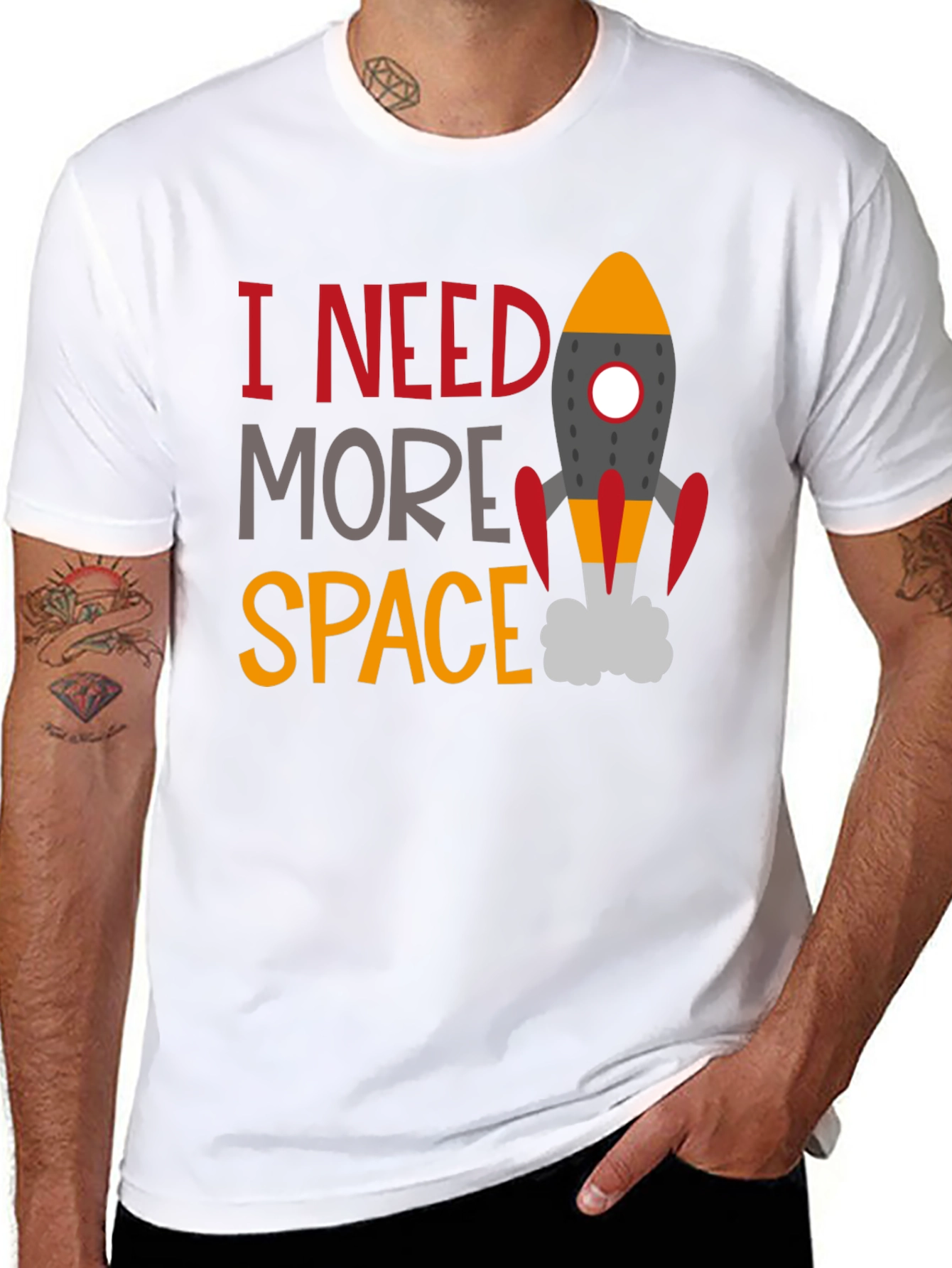 Black I Need More Space Graphic Tee - Astronomy T-Shirt view 8