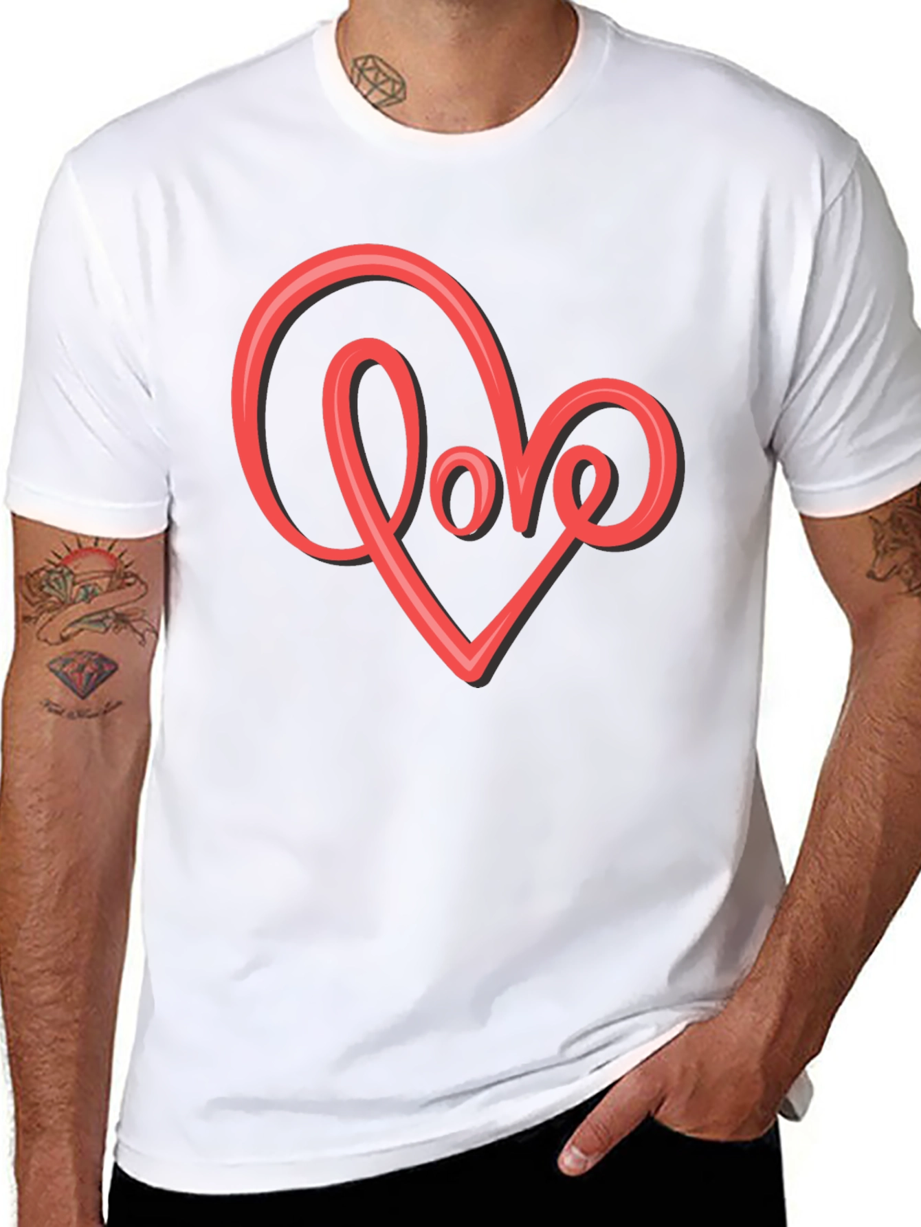 Black Love Heart Graphic T-Shirt - Stylish Black Tee view 8