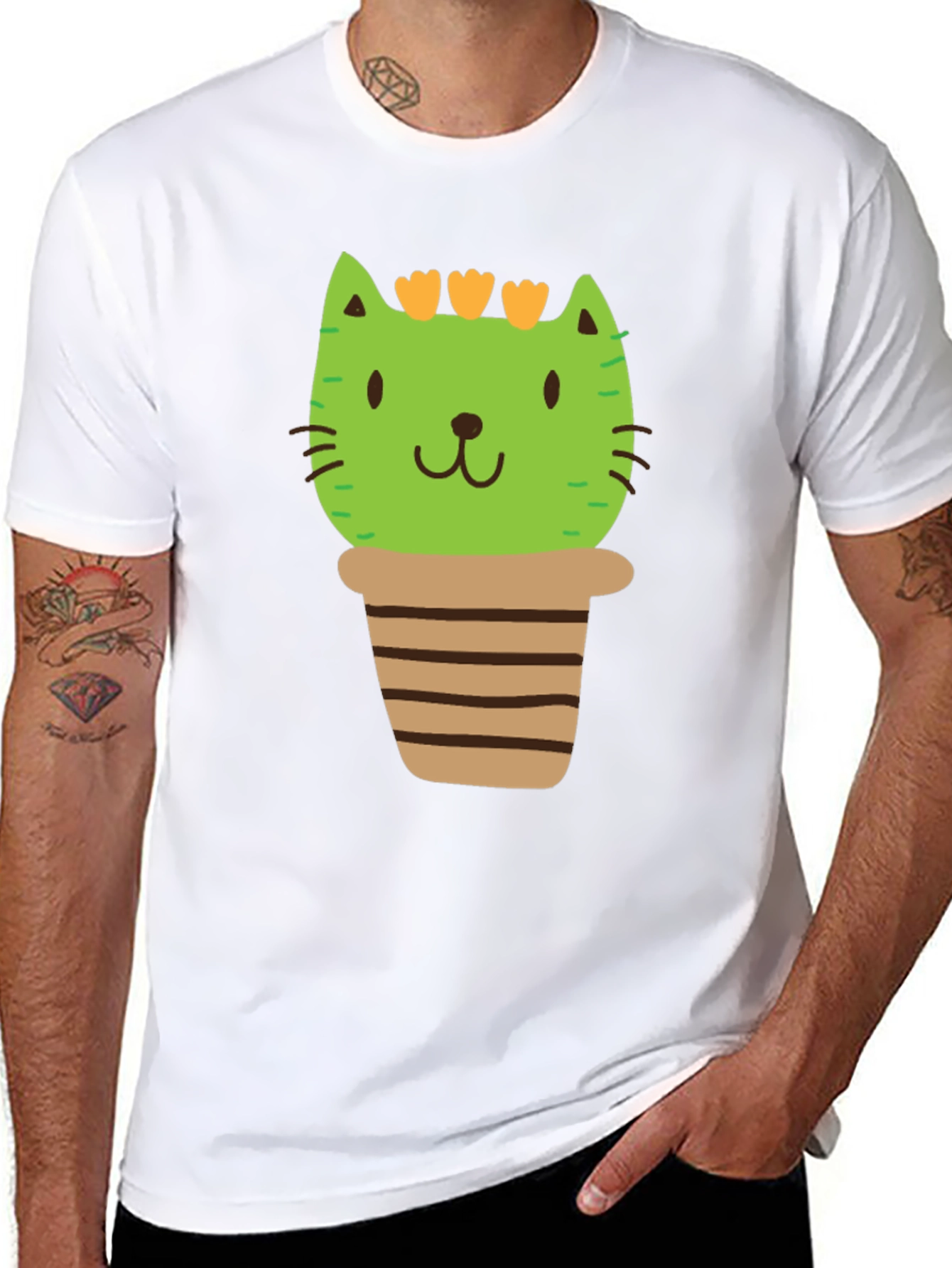 Black Cactus Cat T-Shirt - Plant Lover Tee view 8
