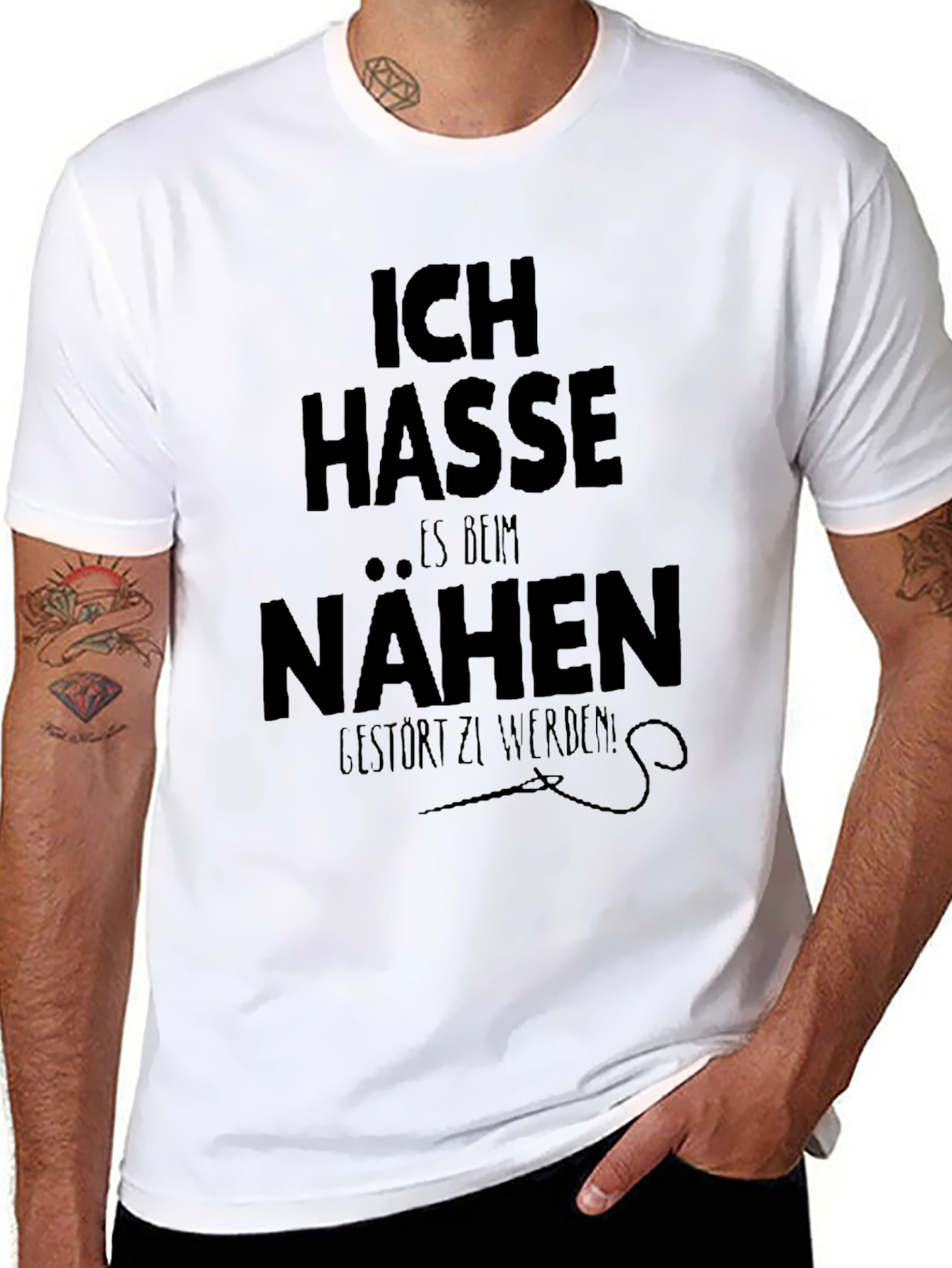 Black Ich Hasse Nähen Graphic T-Shirt - Black view 8