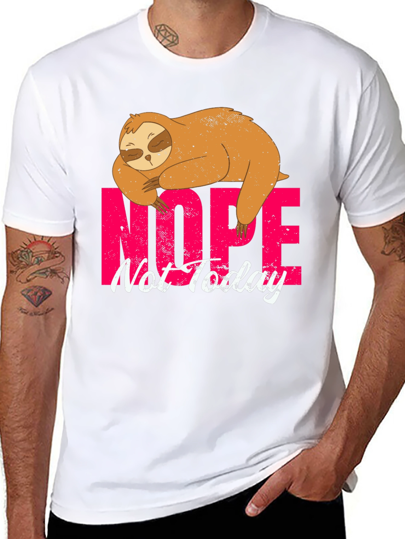 Black Nope Not Today Sloth Graphic Tee view 8