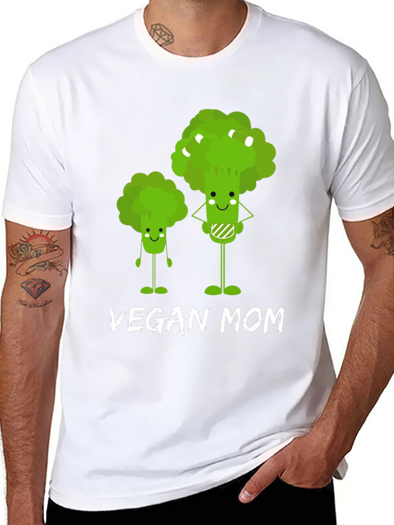 Black Vegan Mom T-Shirt - Cute Broccoli Design view 8