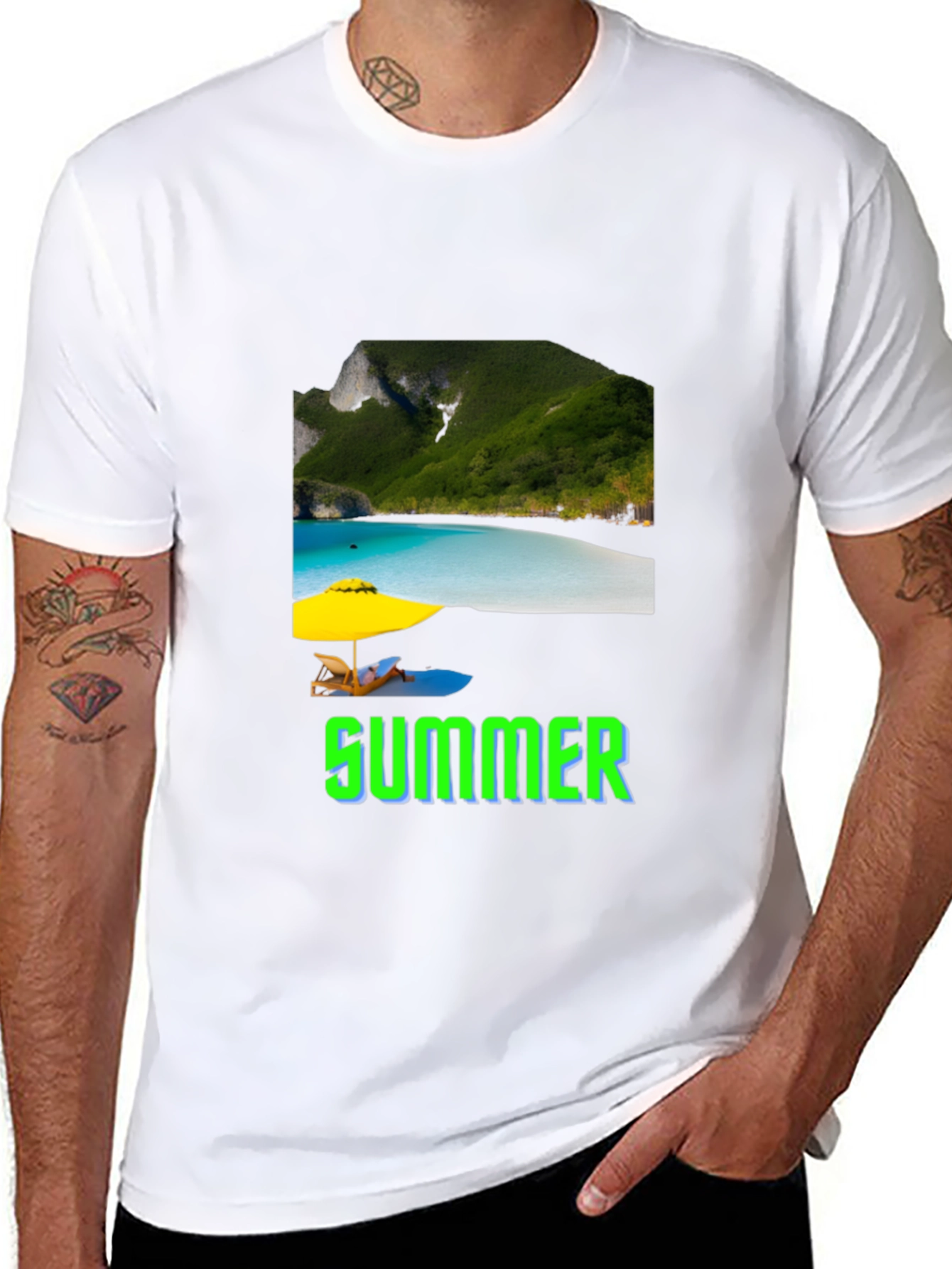 Black Summer Beach Graphic T-Shirt view 8
