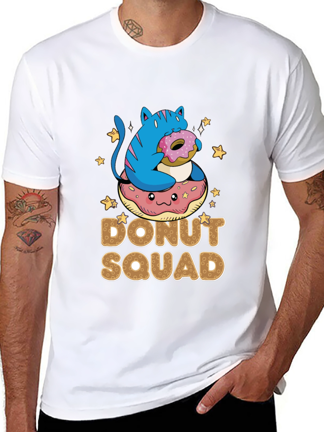 Black Donut Squad T-Shirt - Cat & Donut Graphic Tee view 8