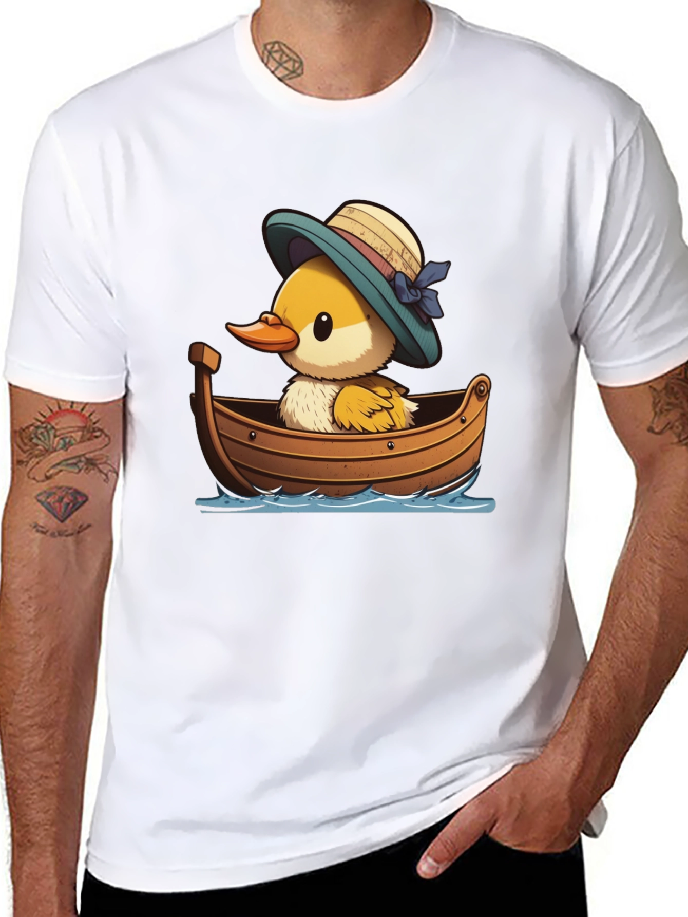 Black Duckling in Boat Graphic Tee view 8