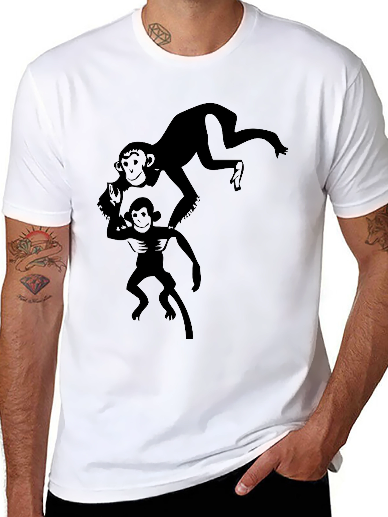 Black Monkey Graphic T-Shirt - Black Cotton Tee view 8