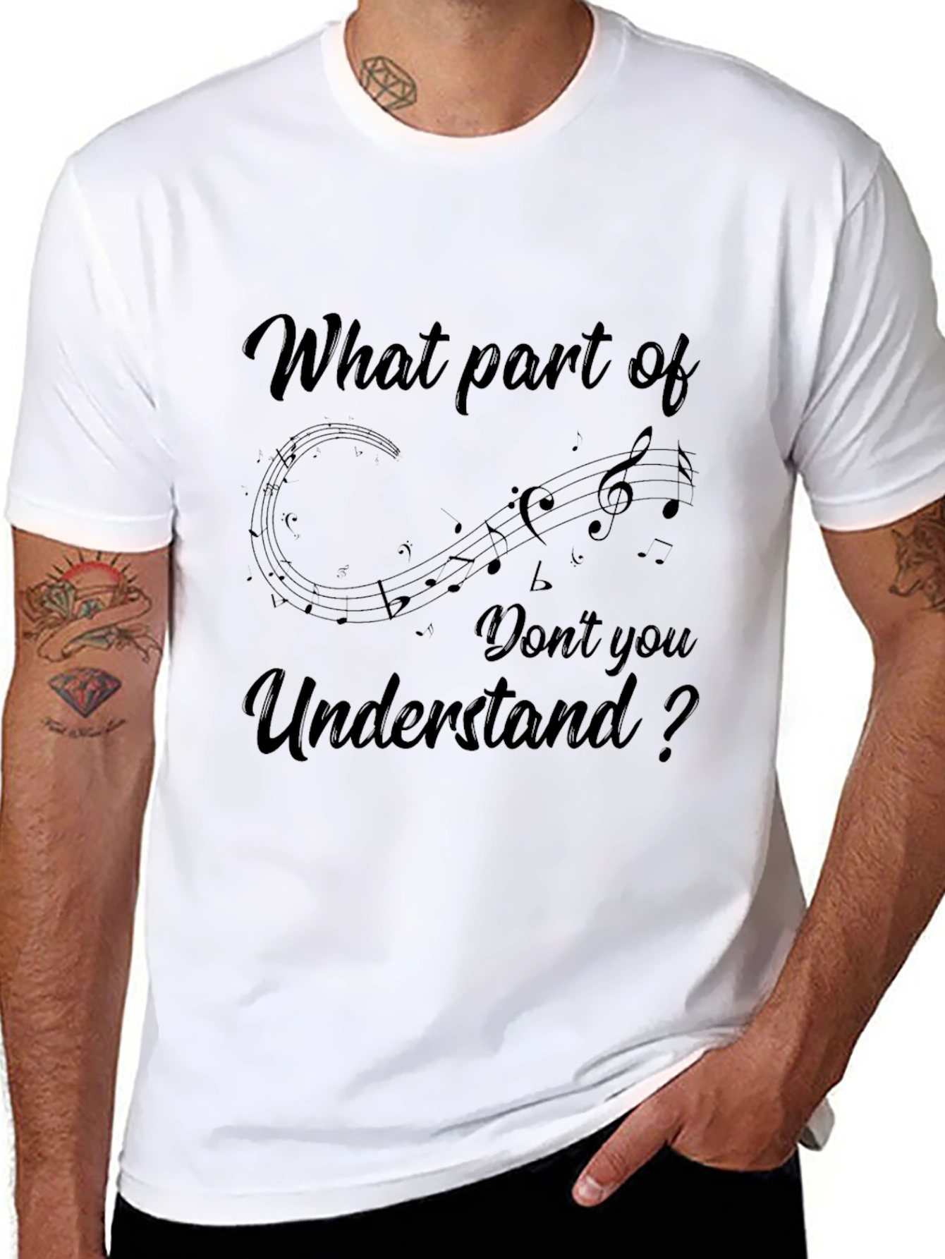 Black Music Note Pun T-Shirt - What Part Don't You Understand? view 8