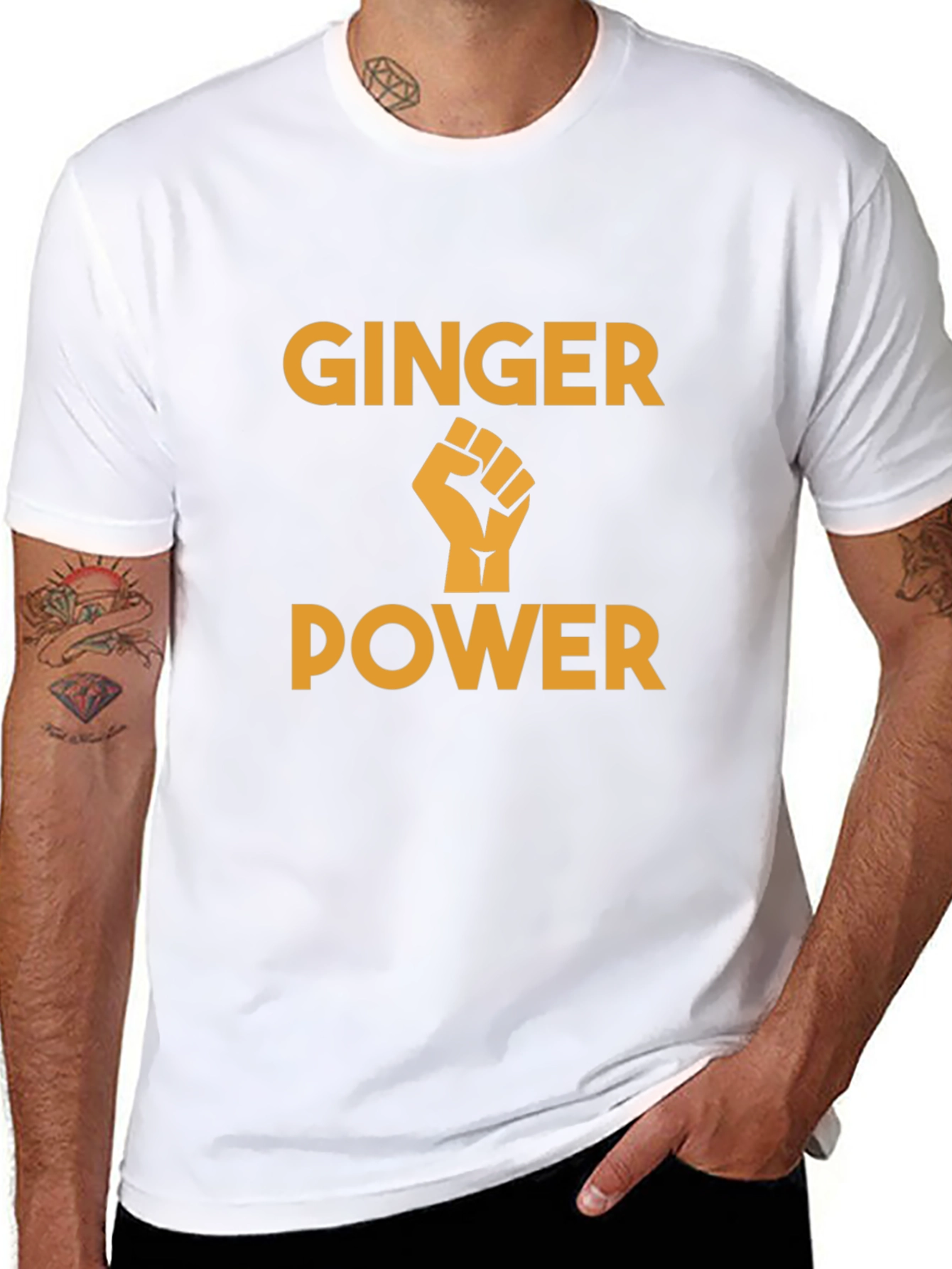Black Ginger Power T-Shirt - Black Graphic Tee view 8