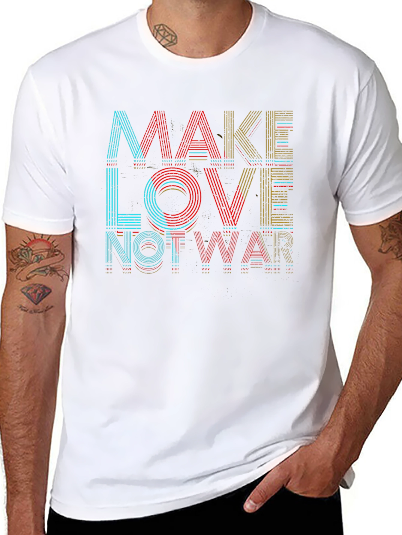 Black Make Love Not War Graphic T-Shirt - Black view 8
