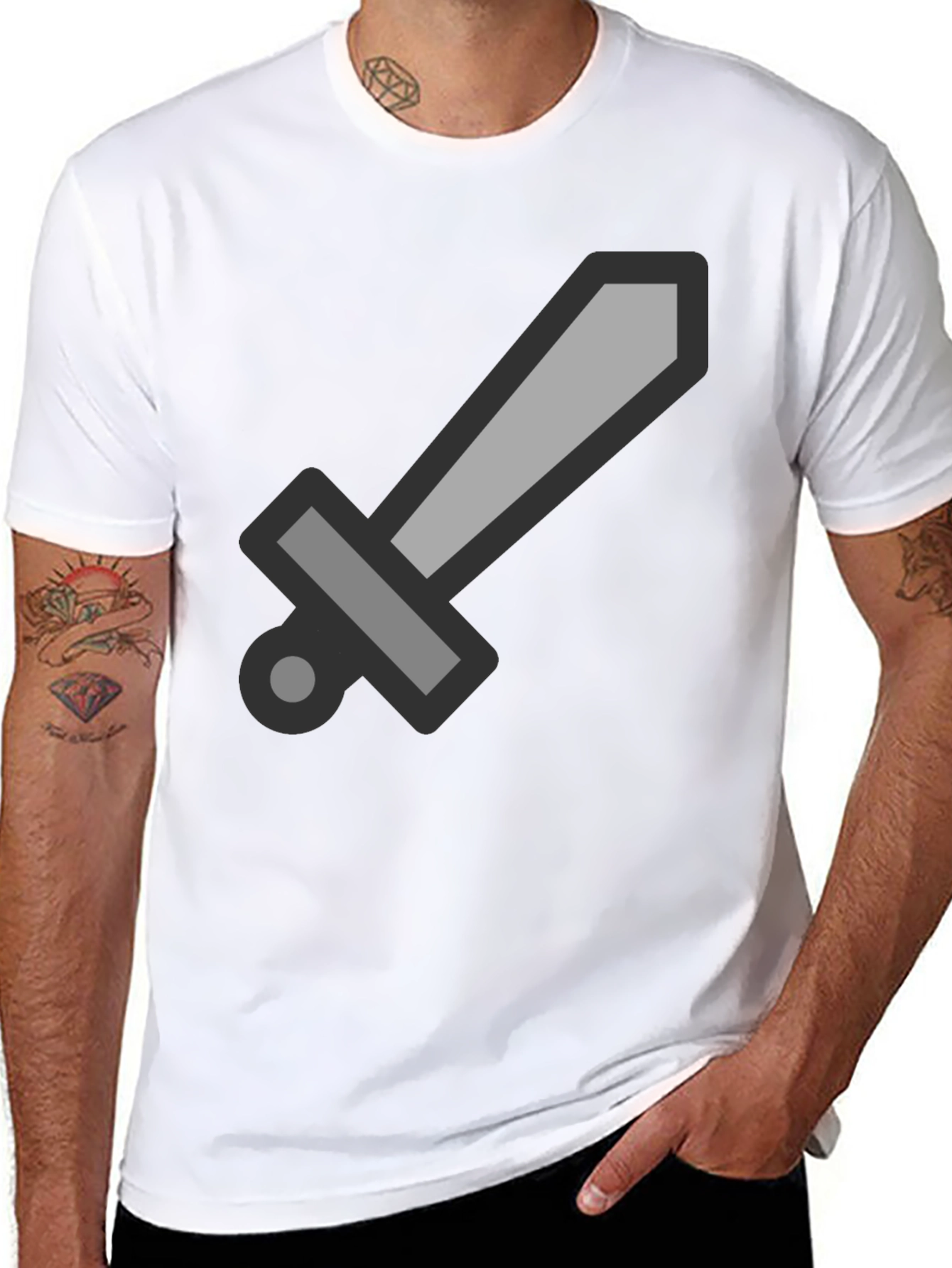 Black Sword Graphic Tee - Stylish Black Cotton T-Shirt view 8