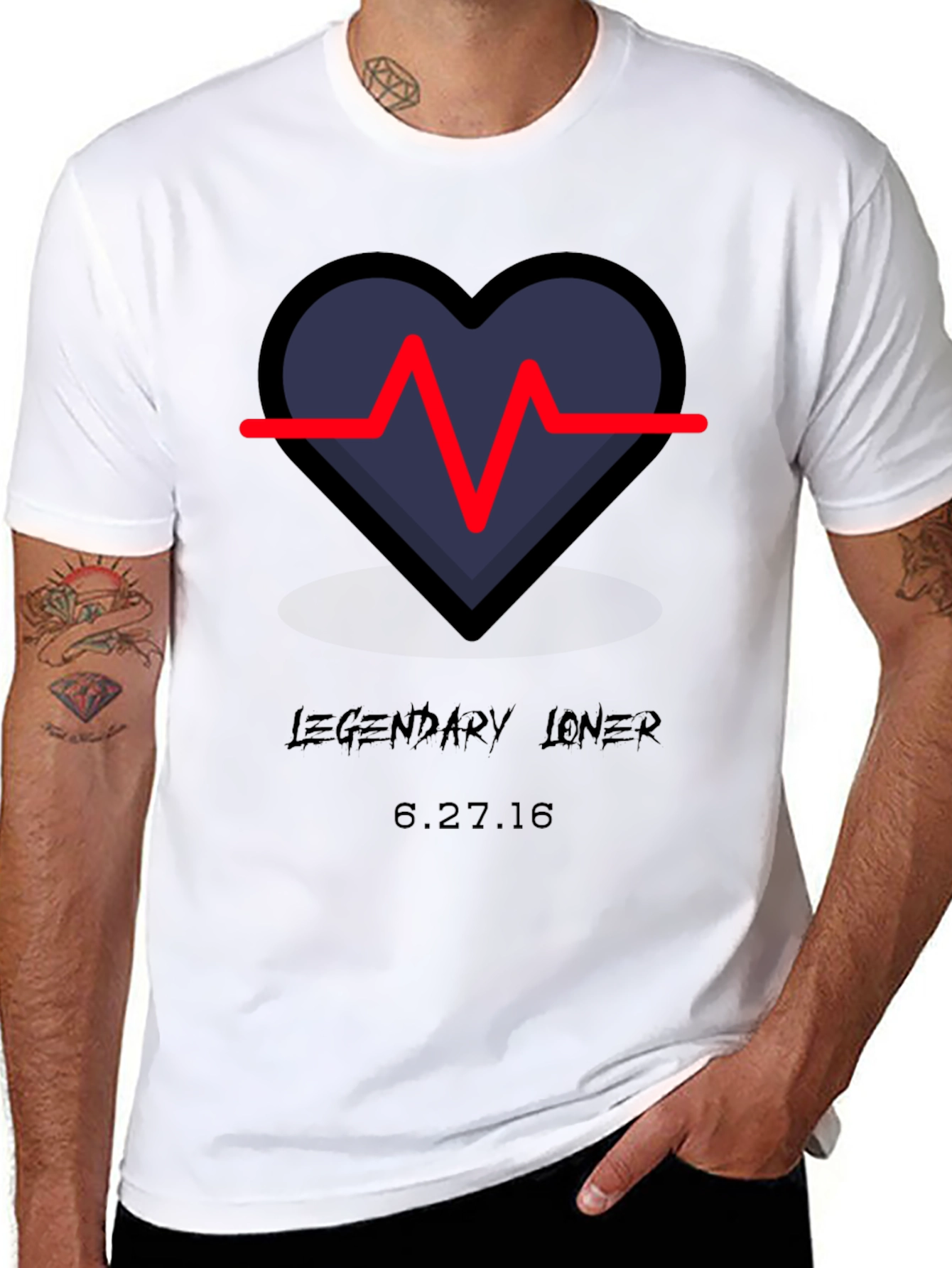 Black Legendary Loner Heartbeat Graphic Tee - Black view 8