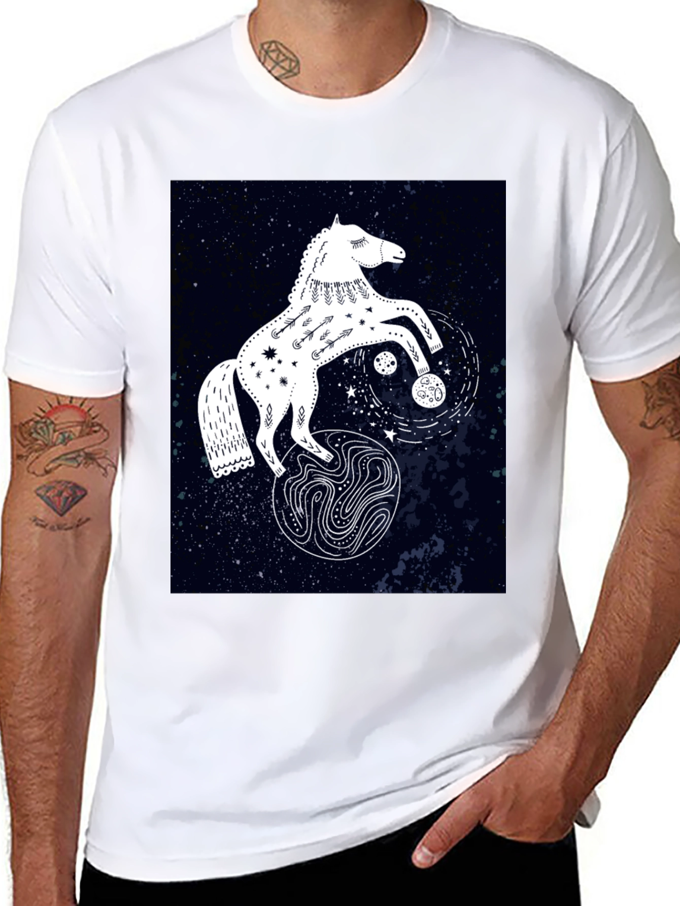 Black Celestial Horse Graphic Tee - Black view 8