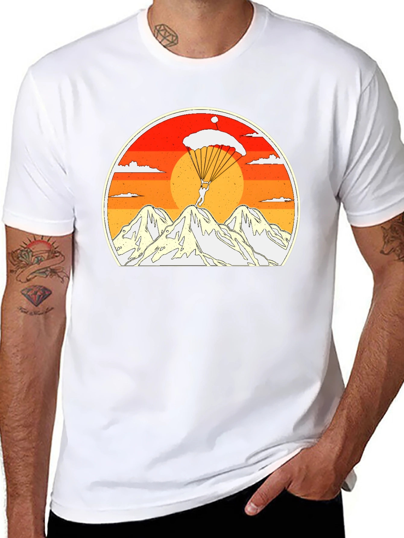Black Skydiving Mountain Graphic Tee view 8