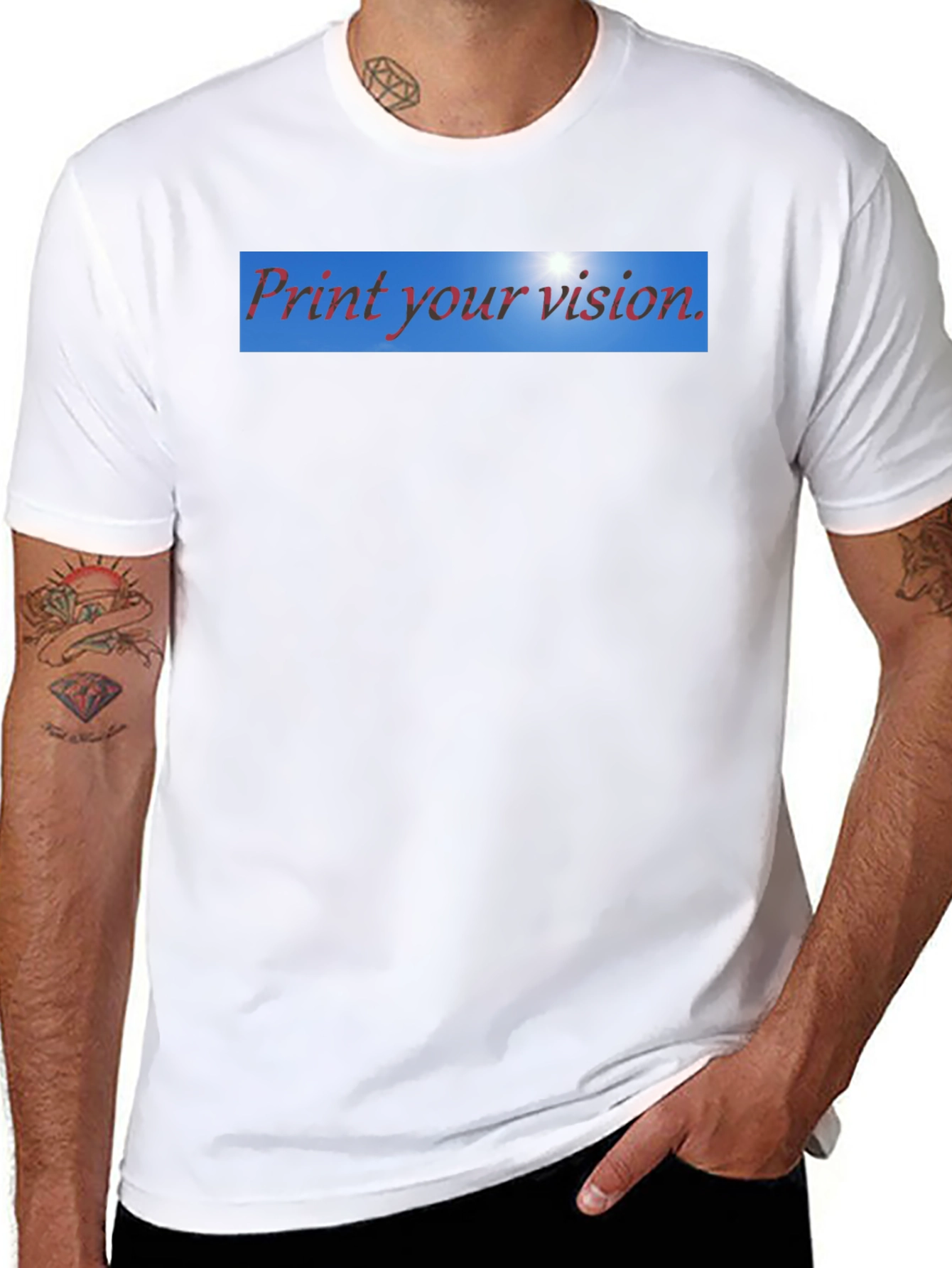 Black Print Your Vision Men's Black T-Shirt view 8