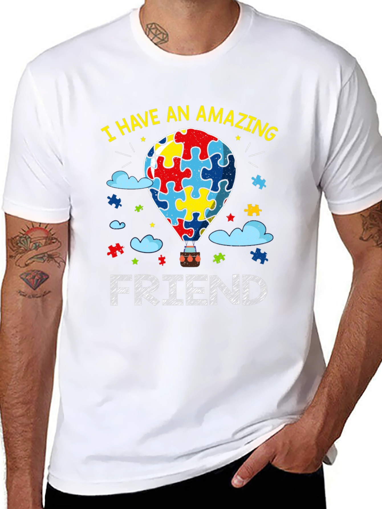 Black Amazing Friend Autism Awareness T-Shirt view 8
