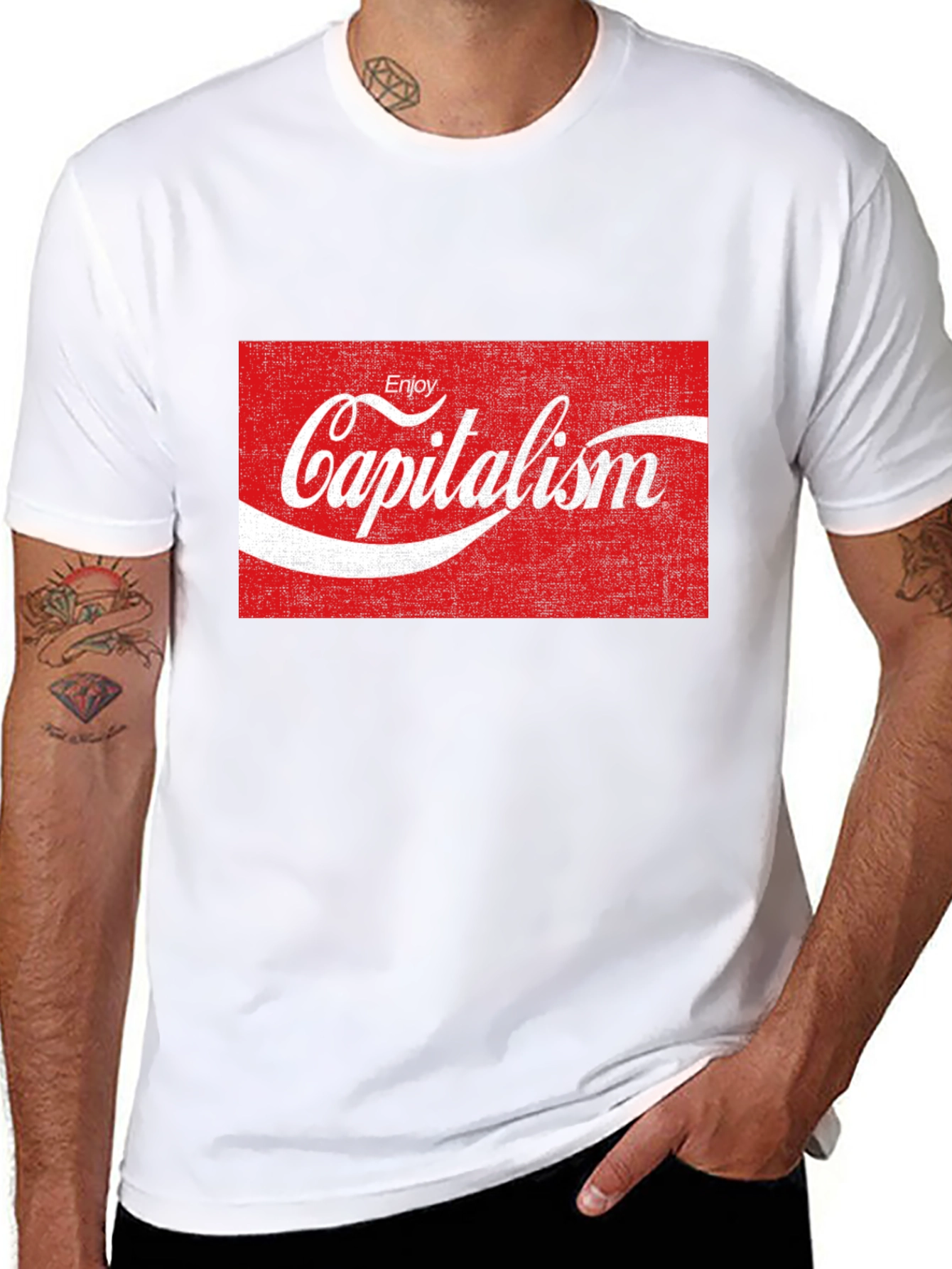 Black Enjoy Capitalism T-Shirt - Novelty Graphic Tee view 8