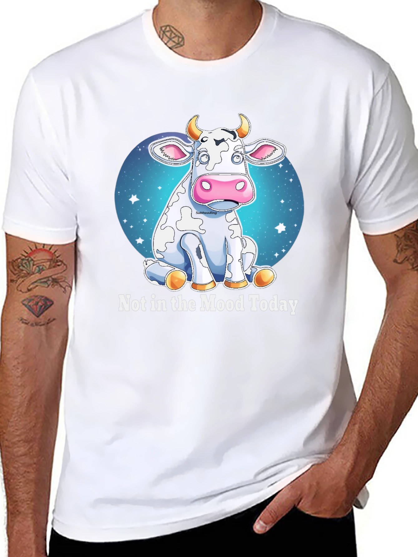 Black Funny Cow Mood T-Shirt - Not in the Mood Today Tee view 8